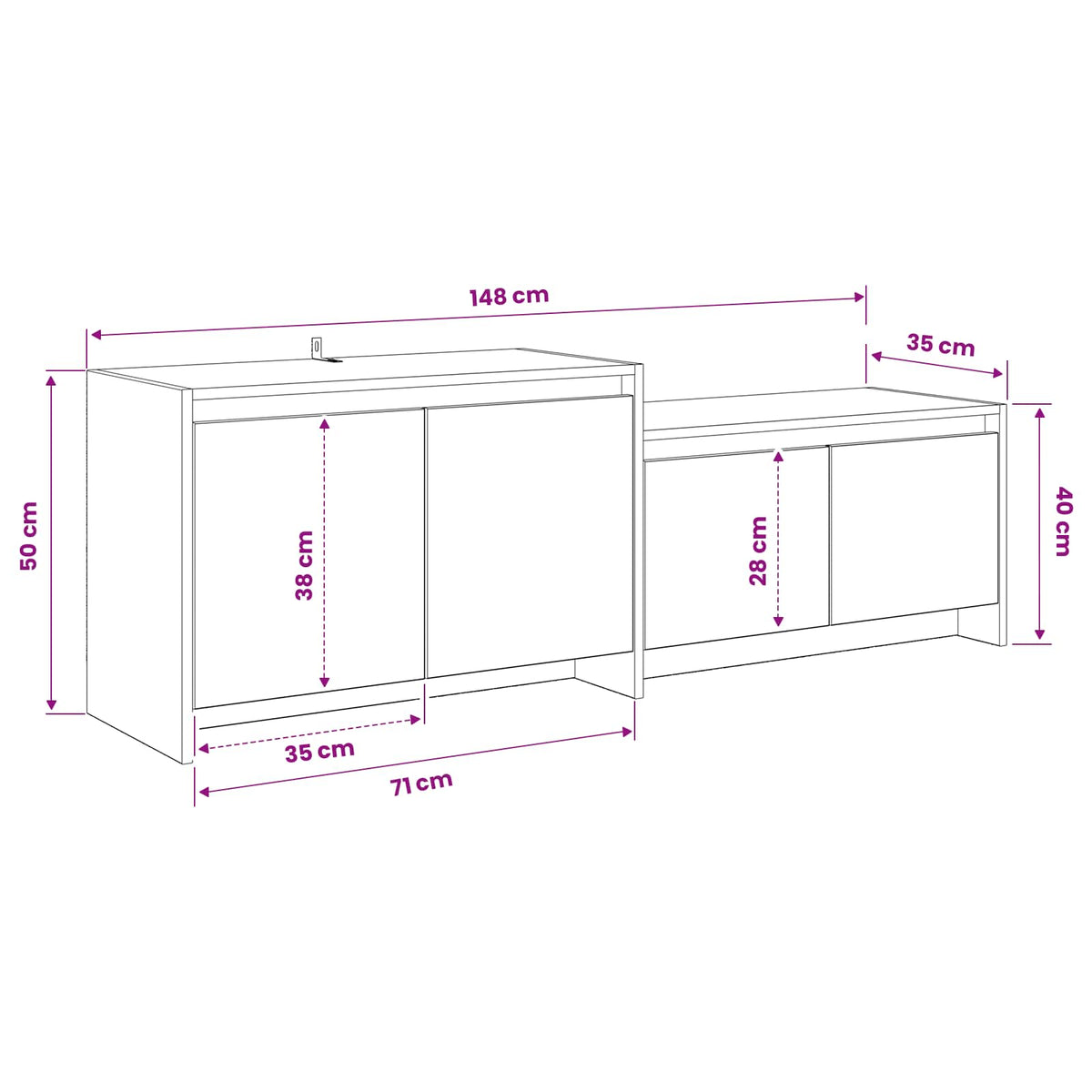 vidaXL Szafka pod telewizor 147 x 35 x 50 cm Czarny dąb