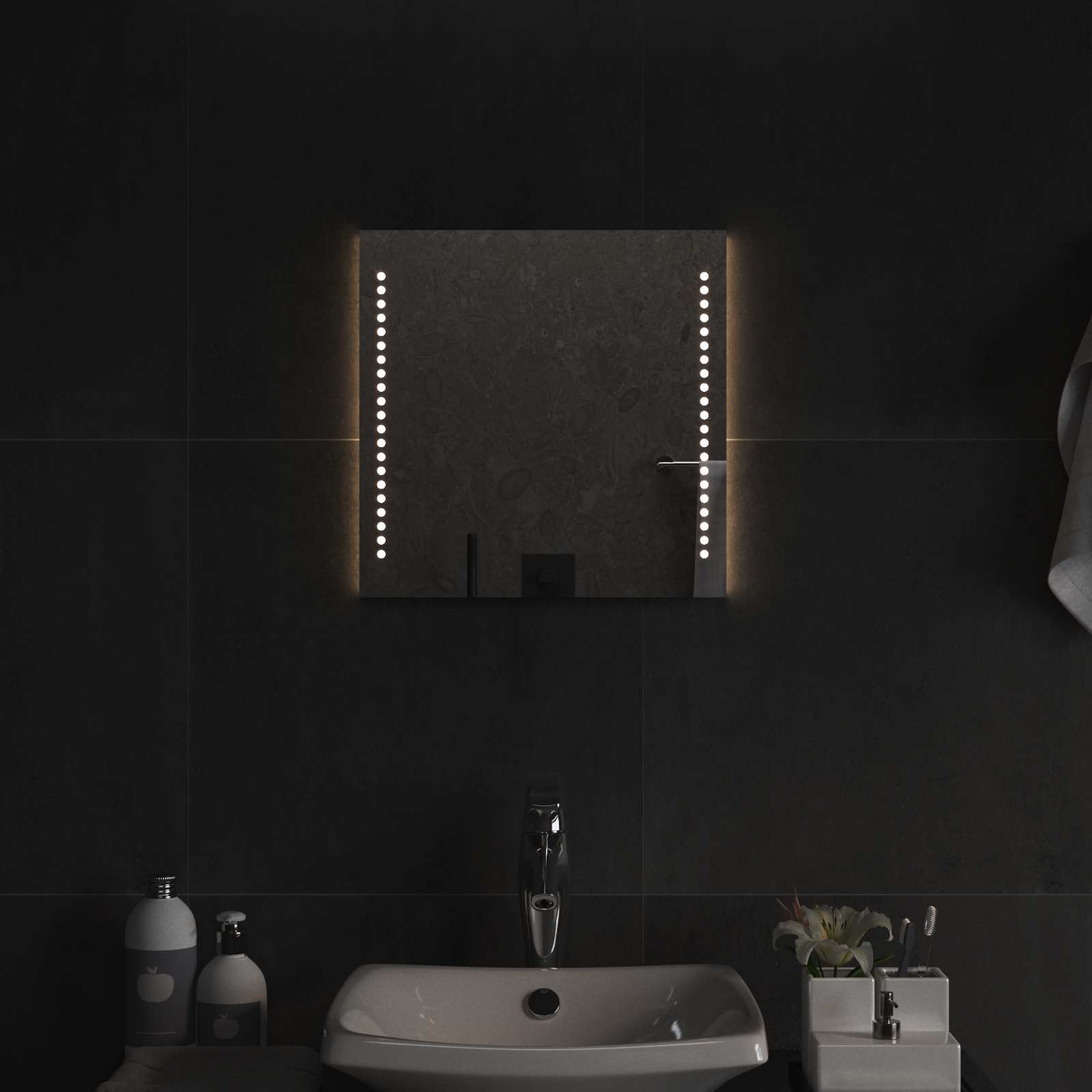 vidaXL Lustro łazienkowe LED przezroczysty 40 x 40 cm szkło hartowane