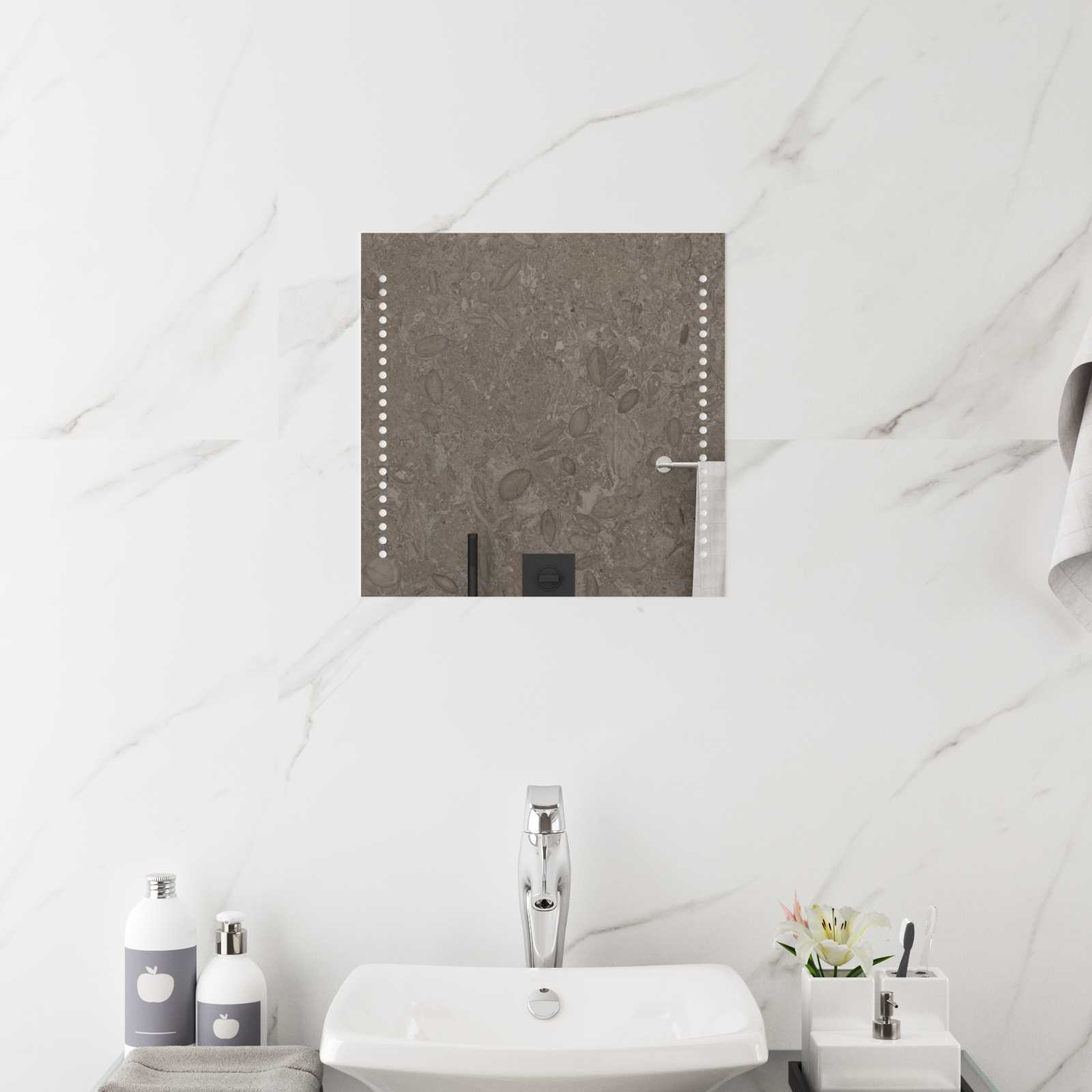 vidaXL Lustro łazienkowe LED przezroczysty 40 x 40 cm szkło hartowane