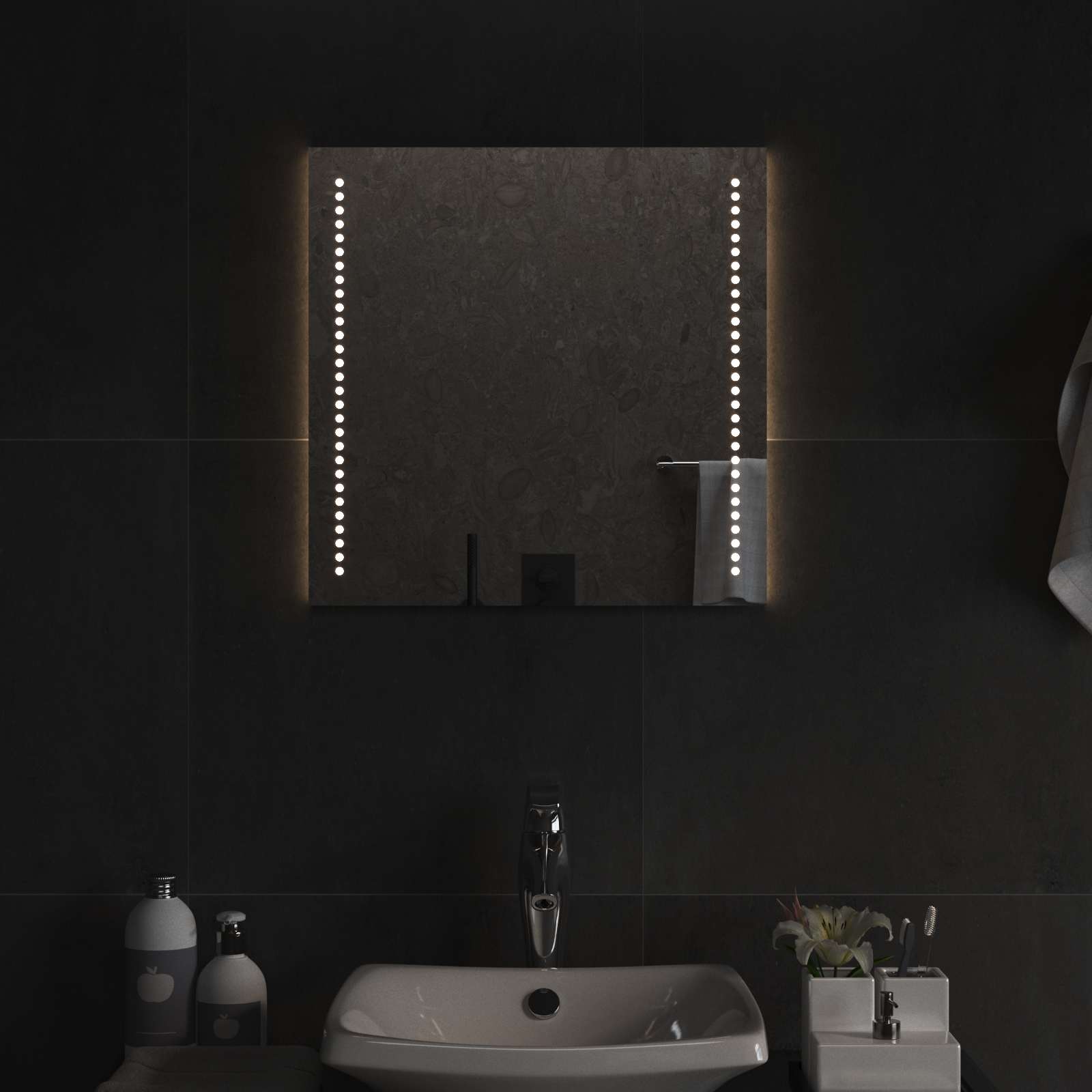 vidaXL Lustro łazienkowe LED przezroczysty 50 x 50 cm szkło hartowane