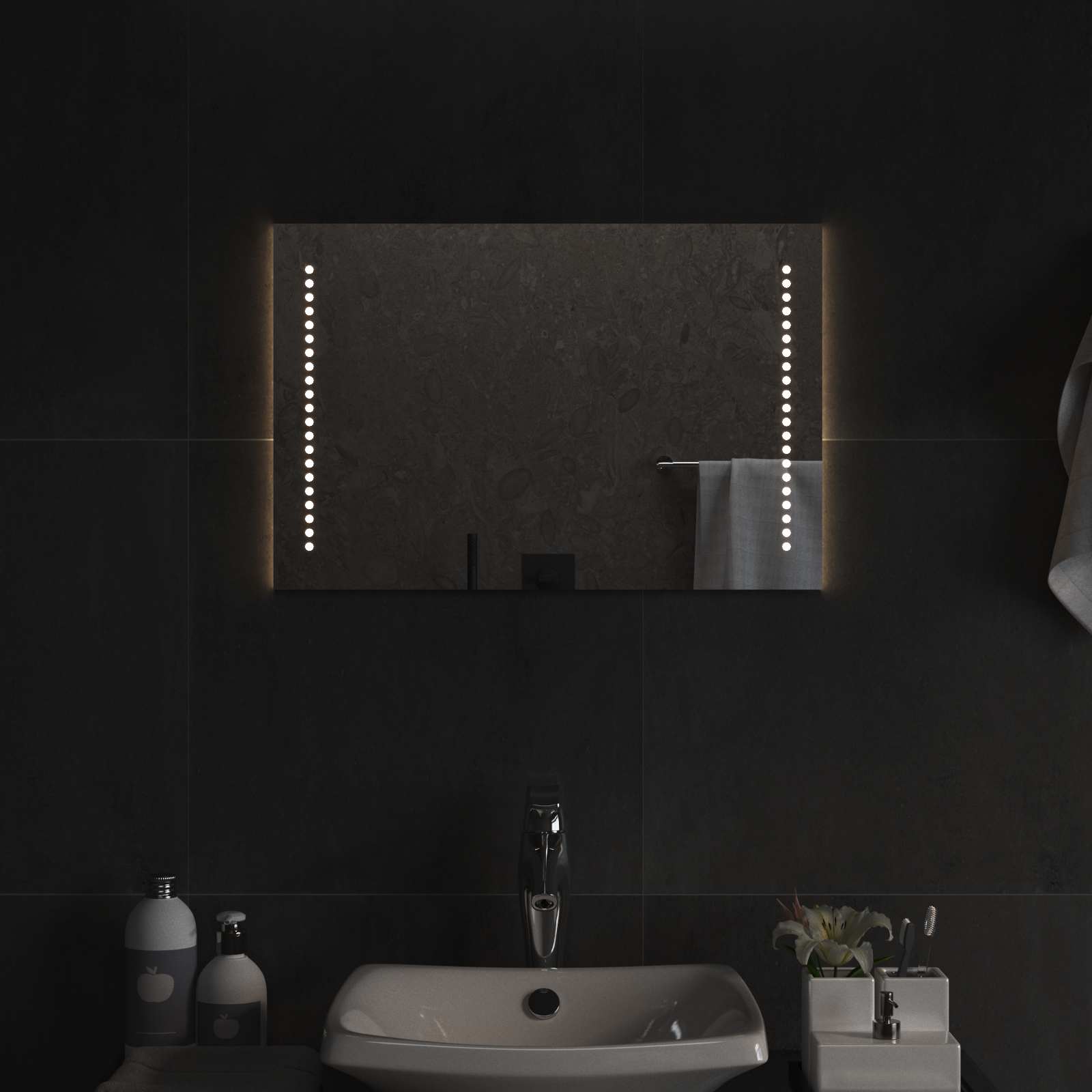 vidaXL Lustro łazienkowe LED przezroczysty 60 x 40 cm szkło hartowane