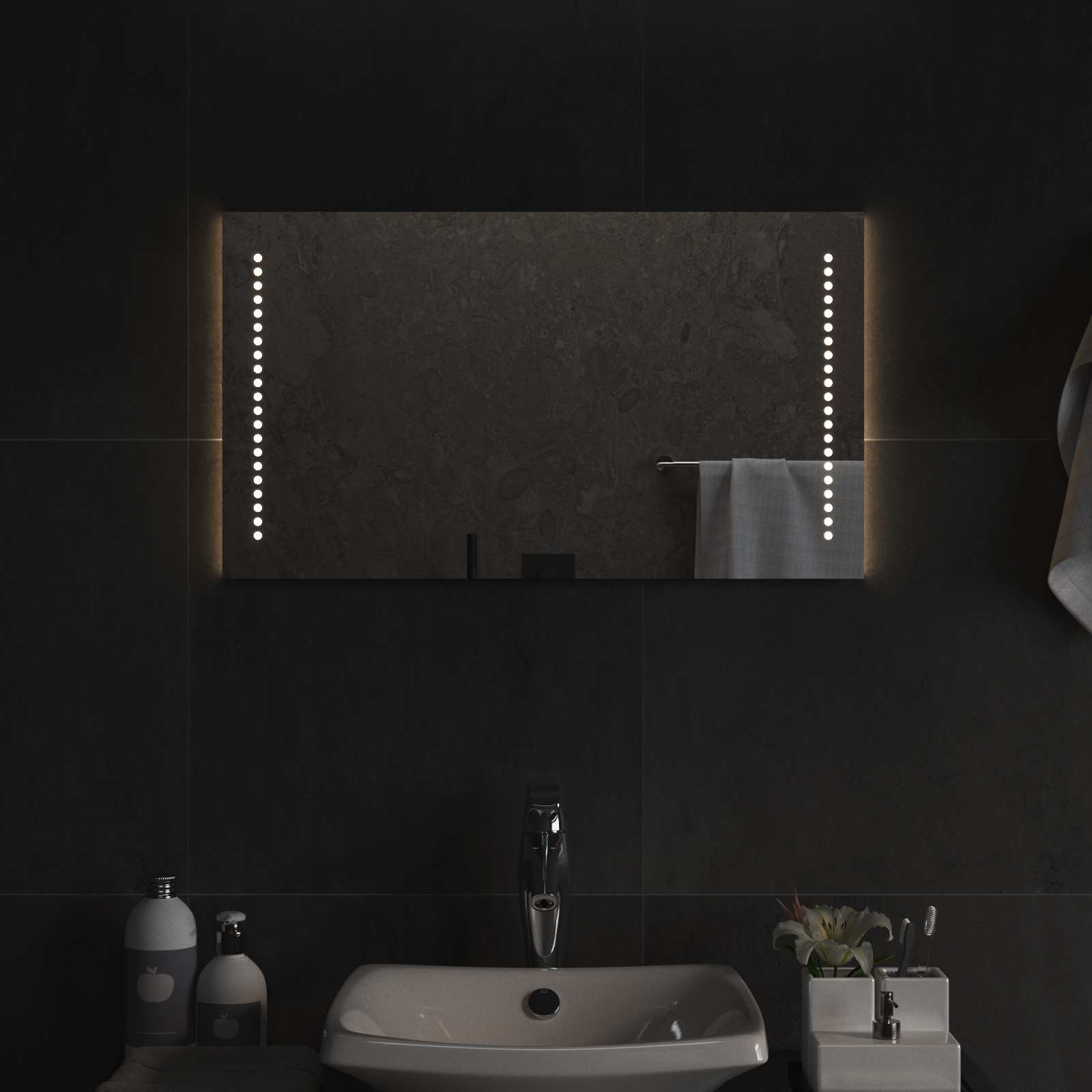 vidaXL Lustro łazienkowe LED przezroczysty 70 x 40 cm szkło hartowane