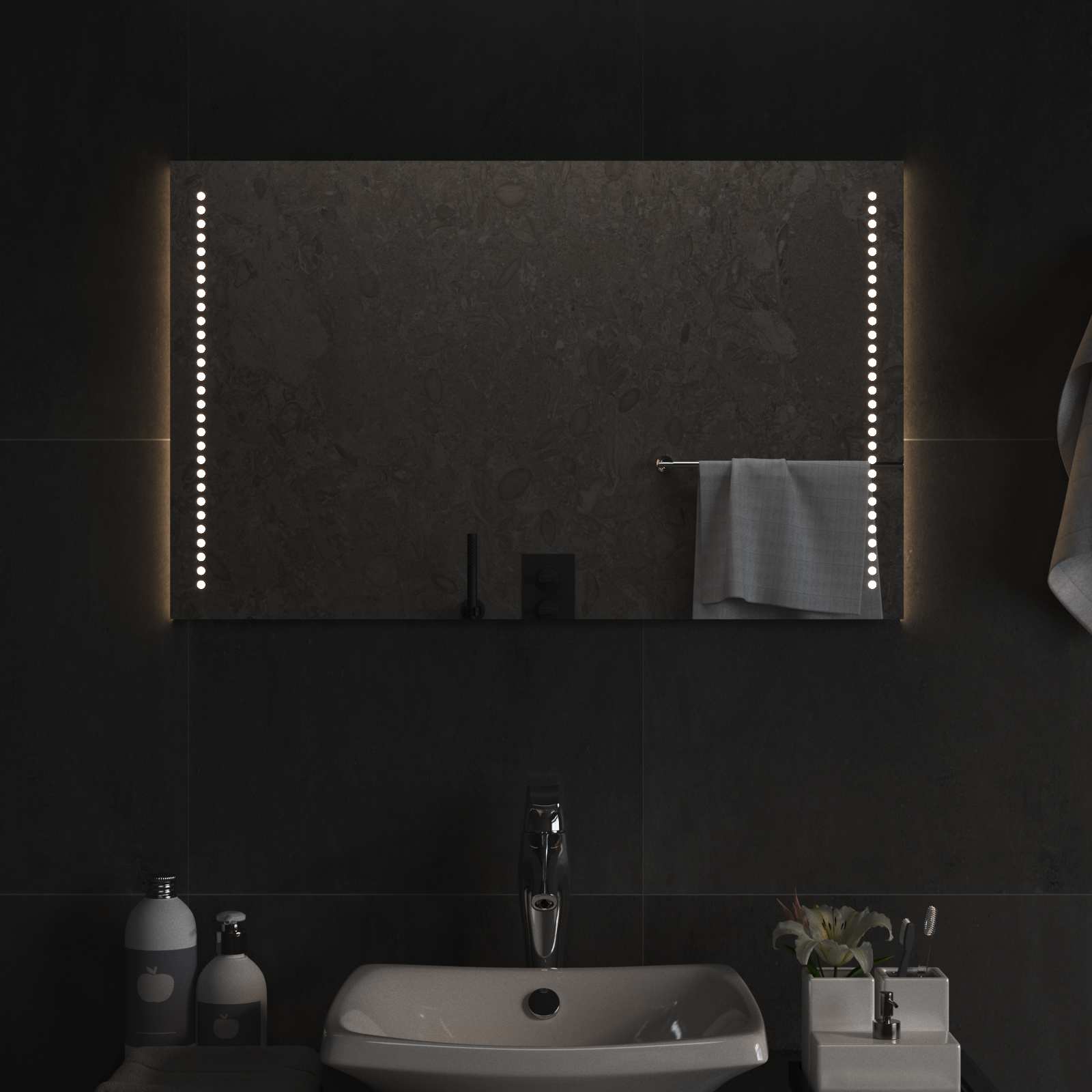 vidaXL Lustro łazienkowe LED przezroczysty 80 x 50 cm szkło hartowane