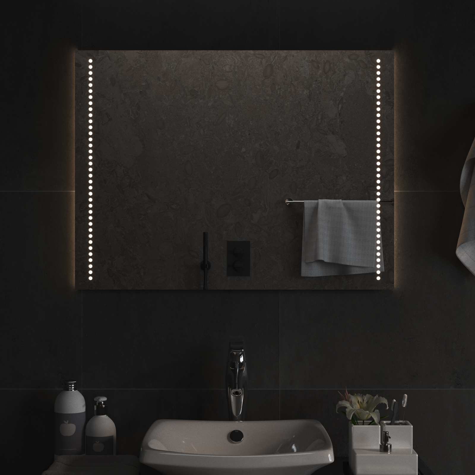 vidaXL Lustro łazienkowe LED przezroczysty 80 x 60 cm szkło hartowane