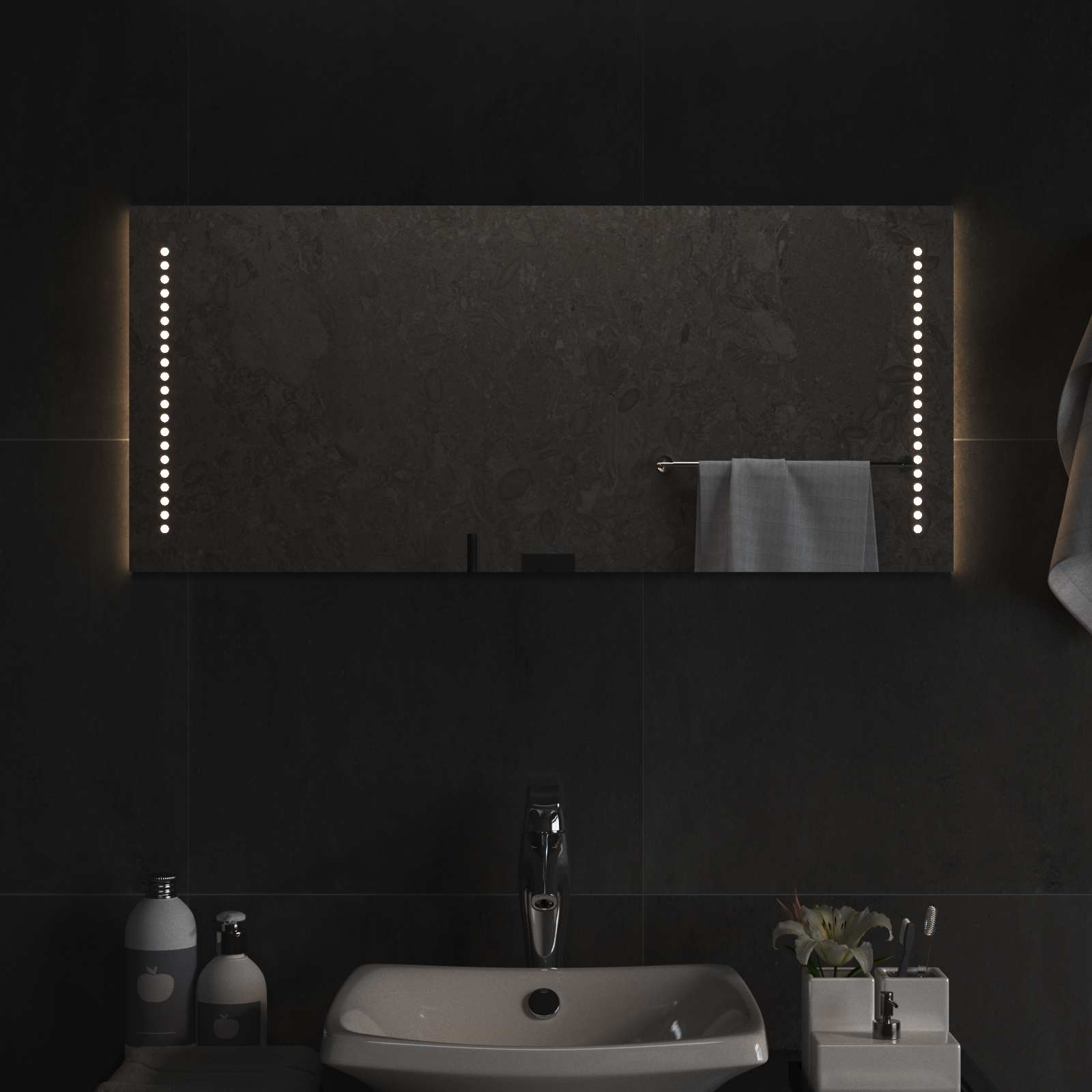 vidaXL Lustro łazienkowe LED przezroczysty 90 x 40 cm szkło hartowane
