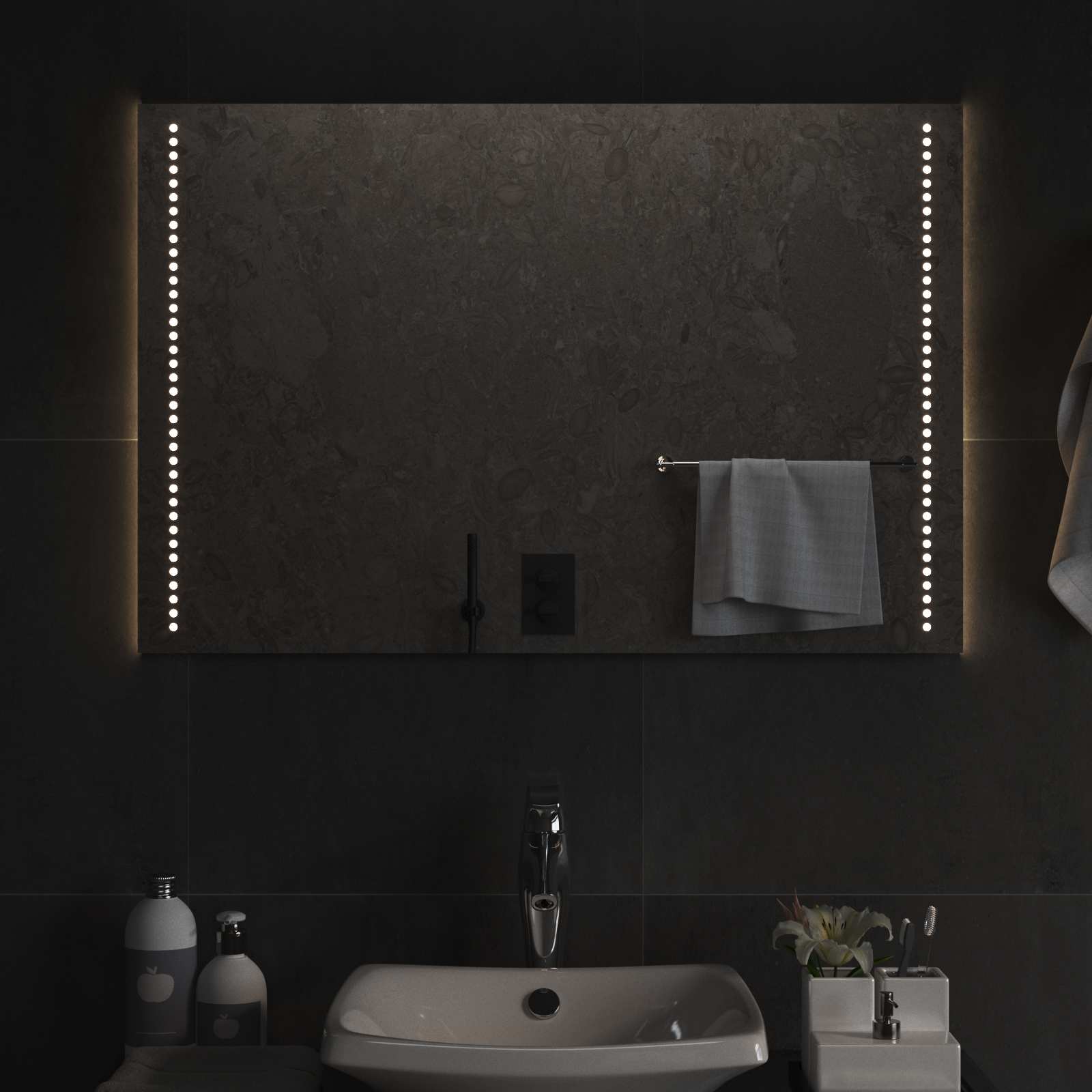 vidaXL Lustro łazienkowe LED przezroczysty 90 x 60 cm szkło hartowane