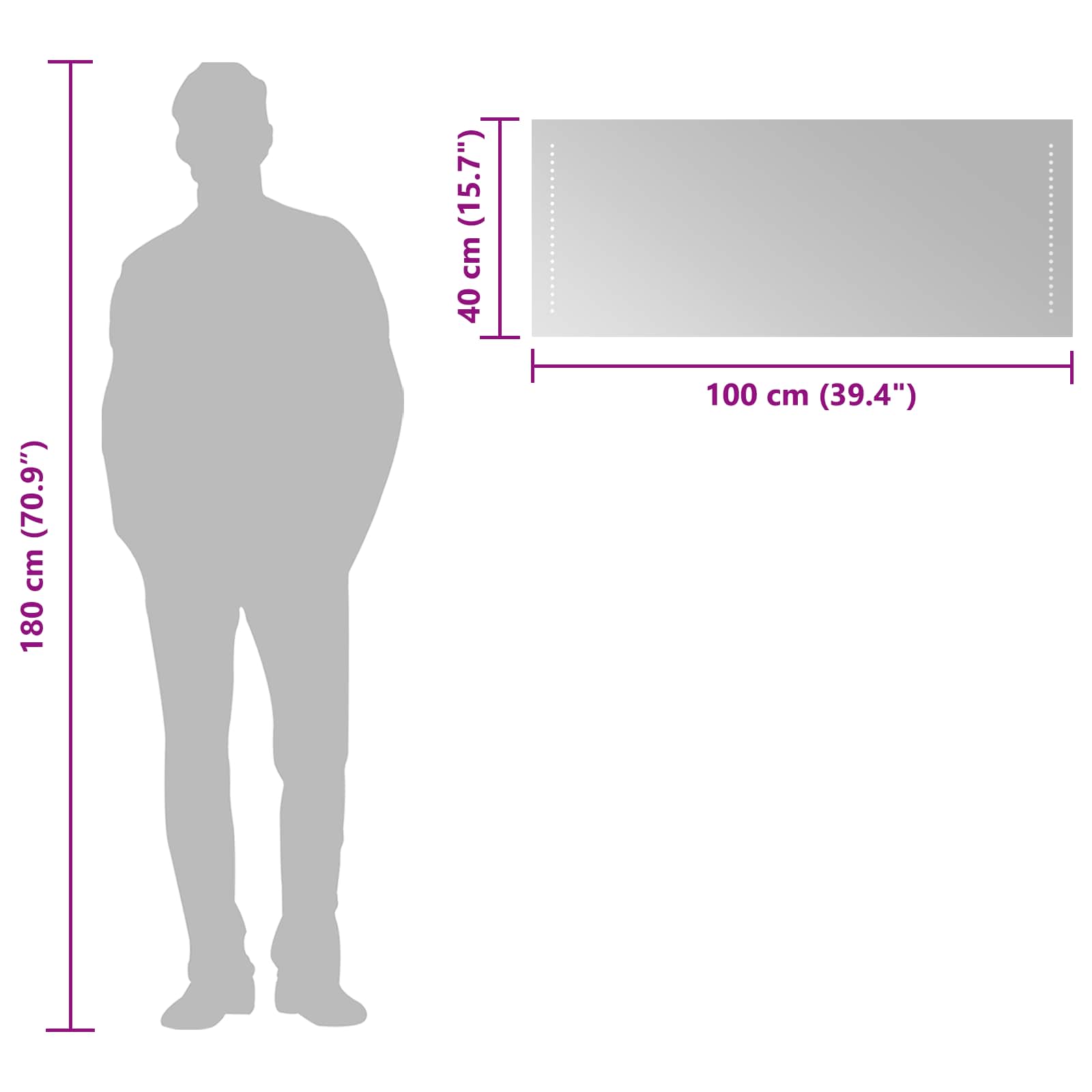 vidaXL Lustro łazienkowe LED przezroczysty 100 x 40 cm szkło hartowane