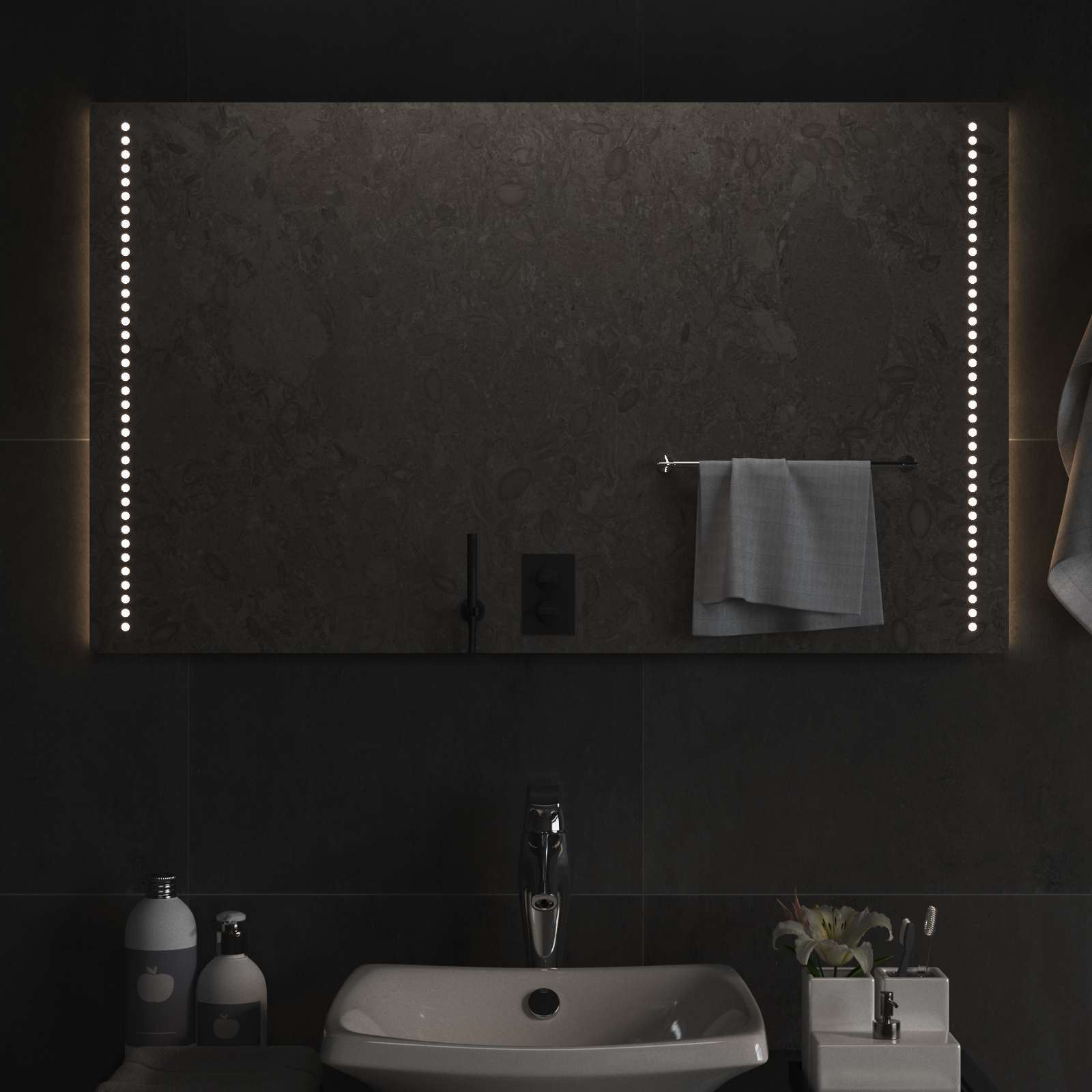 vidaXL Lustro łazienkowe LED przezroczysty 100 x 60 cm szkło hartowane