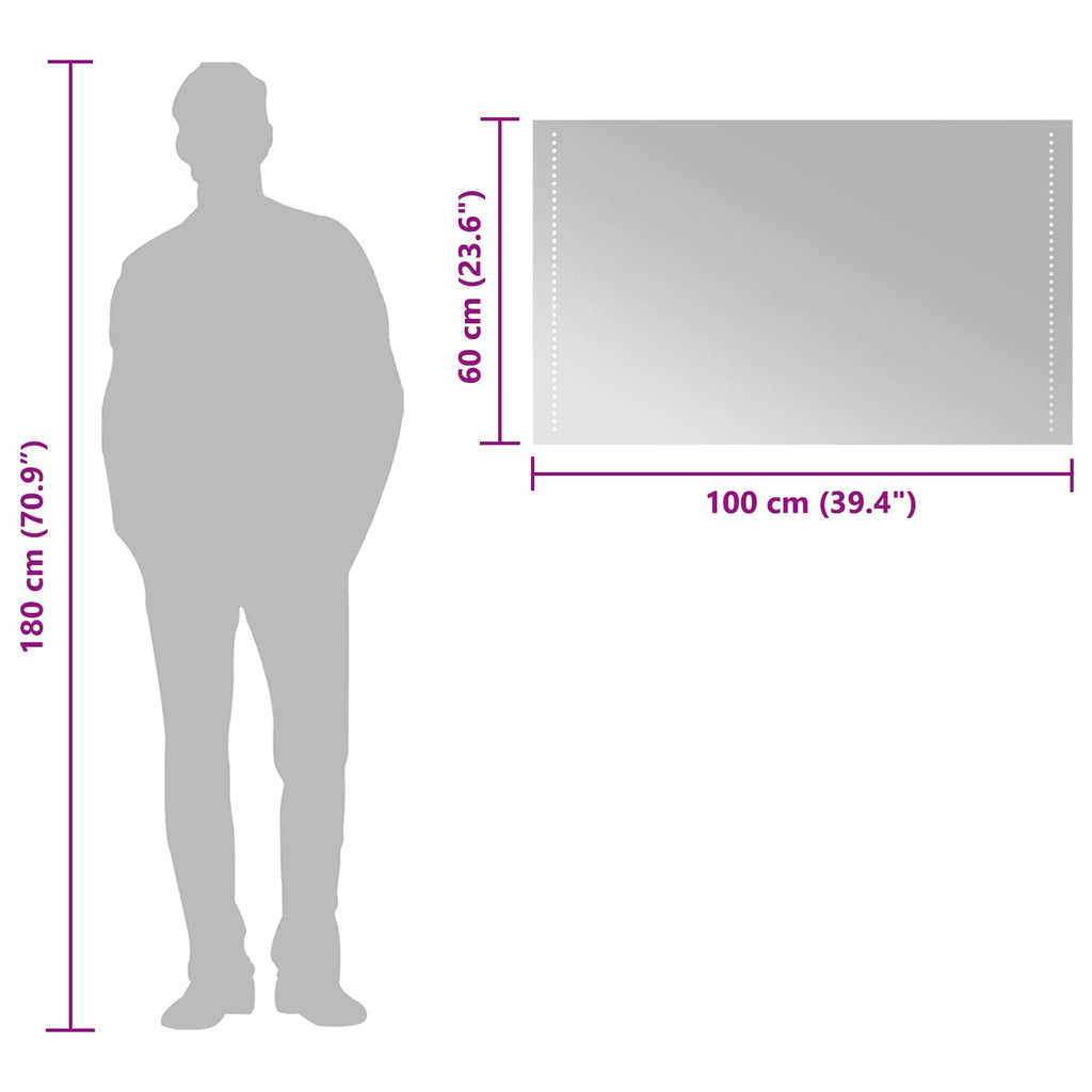 vidaXL Lustro łazienkowe LED przezroczysty 100 x 60 cm szkło hartowane
