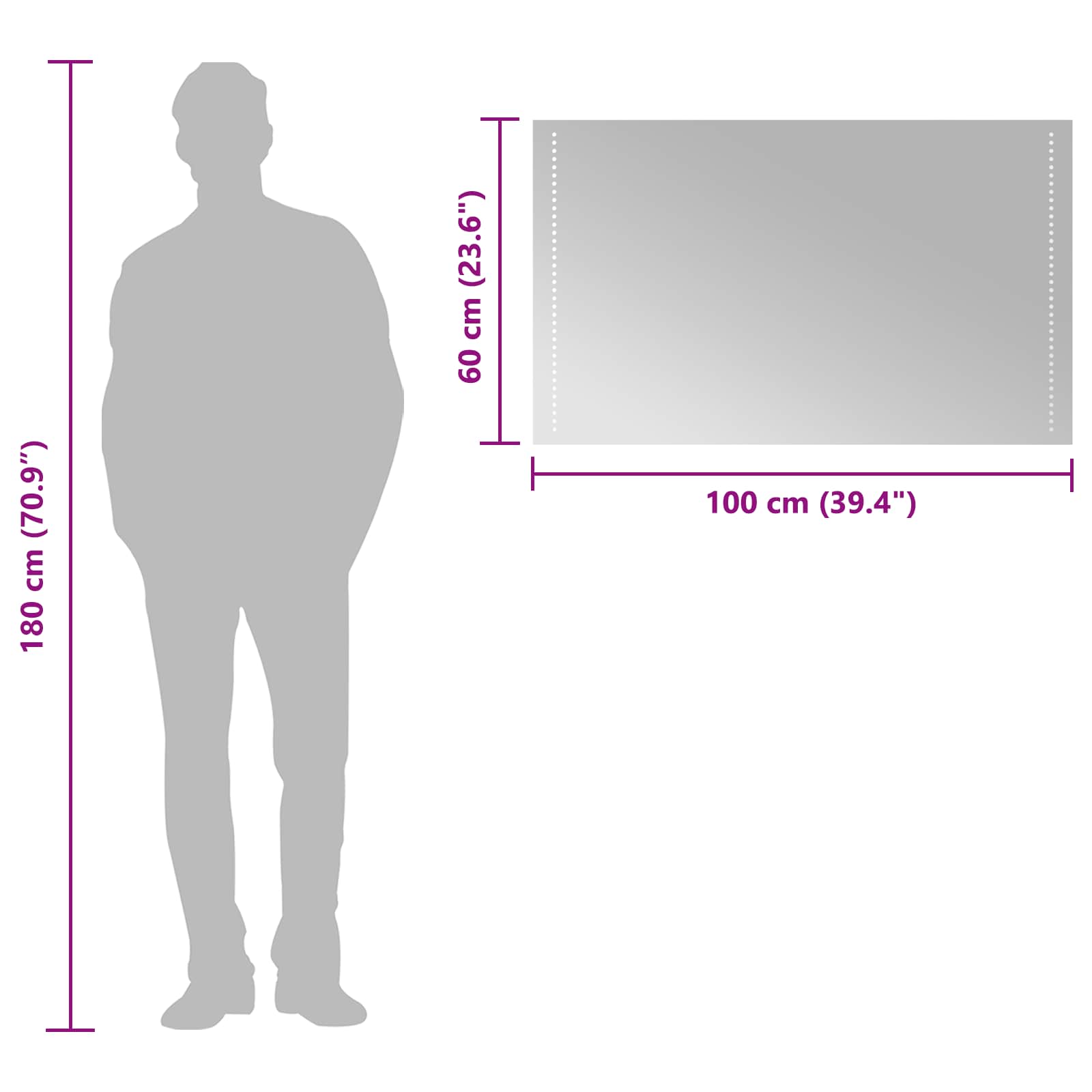 vidaXL Lustro łazienkowe LED przezroczysty 100 x 60 cm szkło hartowane