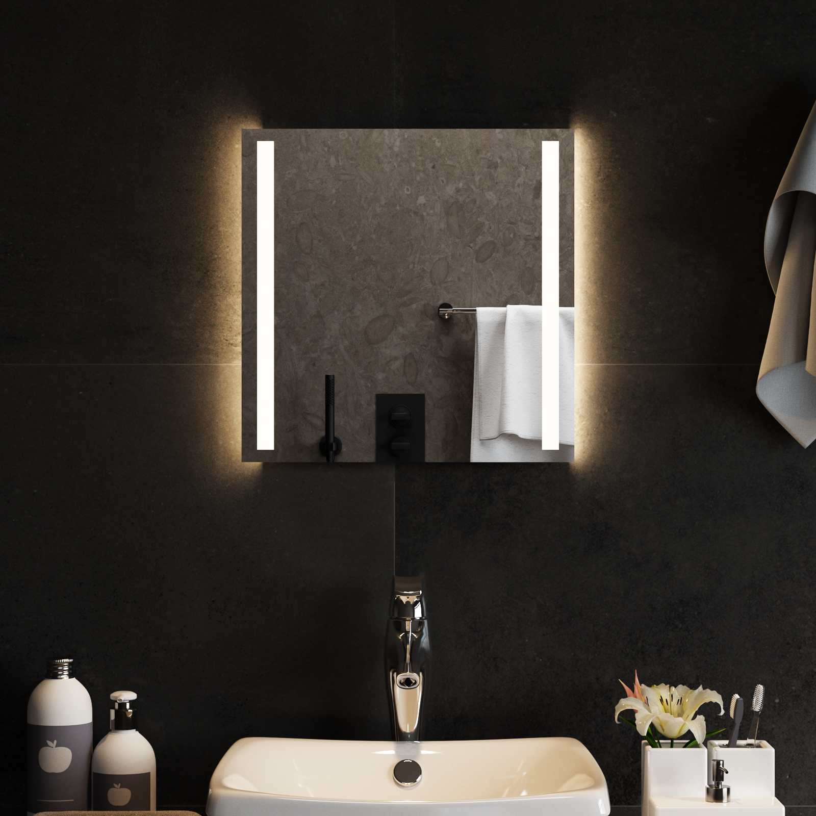vidaXL Lustro łazienkowe LED przezroczysty 40 x 40 cm szkło hartowane