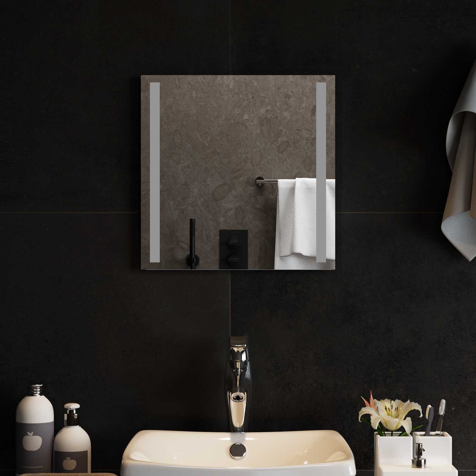 vidaXL Lustro łazienkowe LED przezroczysty 40 x 40 cm szkło hartowane