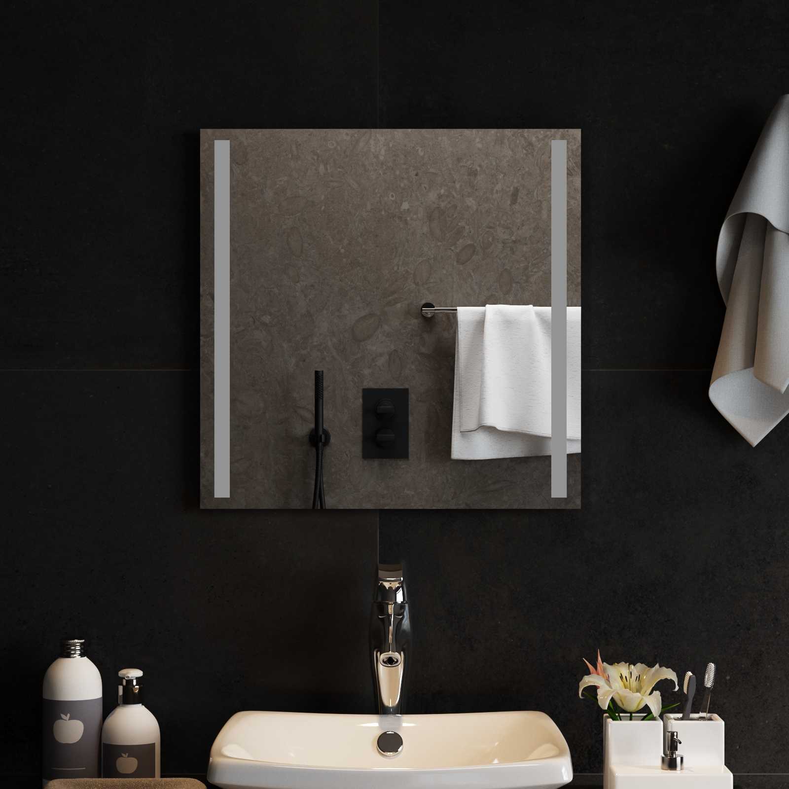 vidaXL Lustro łazienkowe LED przezroczysty 50 x 50 cm szkło hartowane