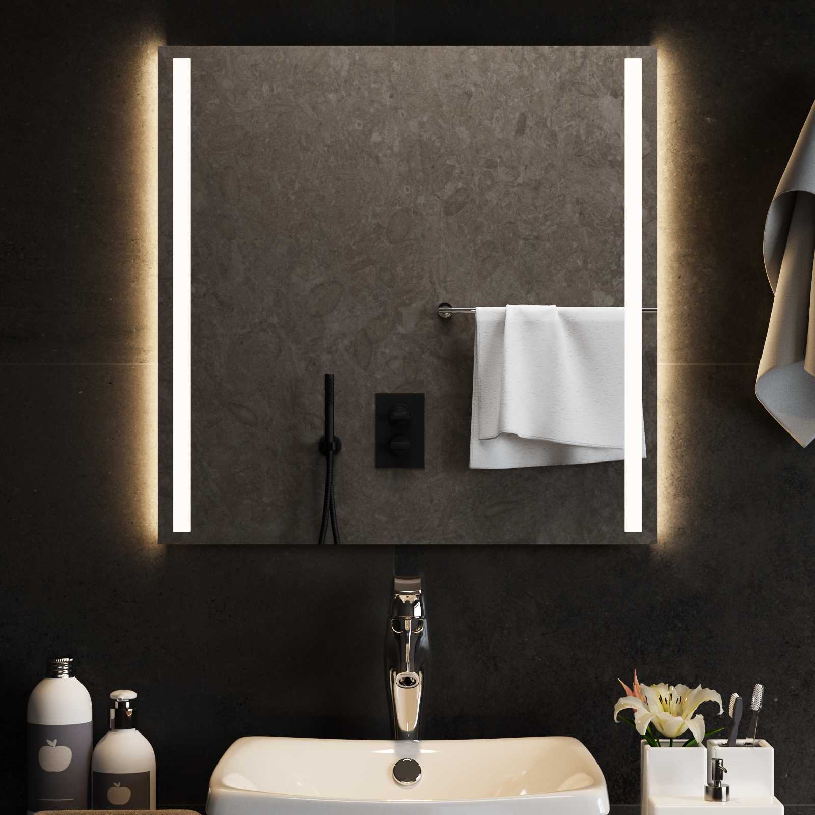 vidaXL Lustro łazienkowe LED przezroczysty 60 x 60 cm szkło hartowane
