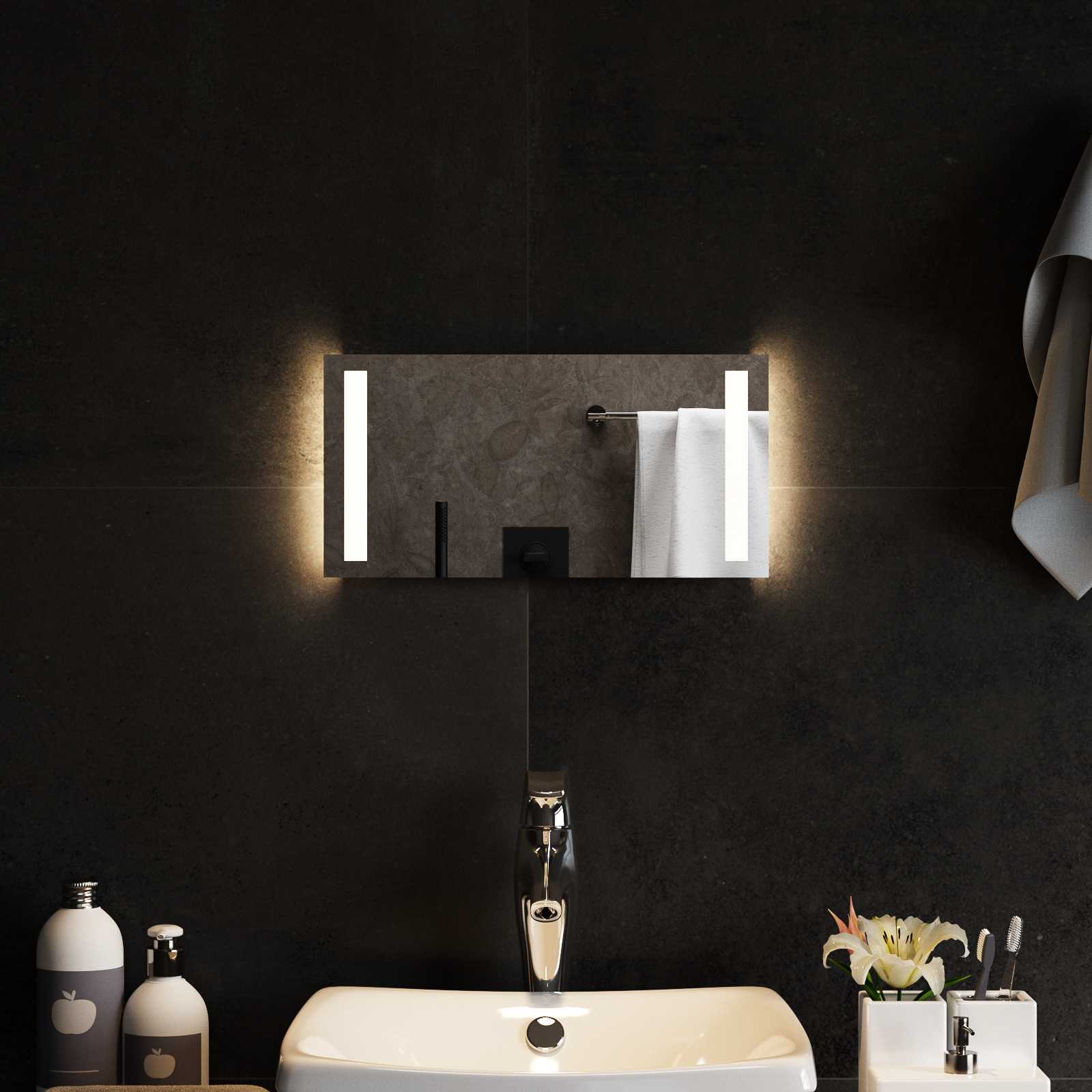 vidaXL Lustro łazienkowe LED przezroczysty 40 x 20 cm szkło hartowane