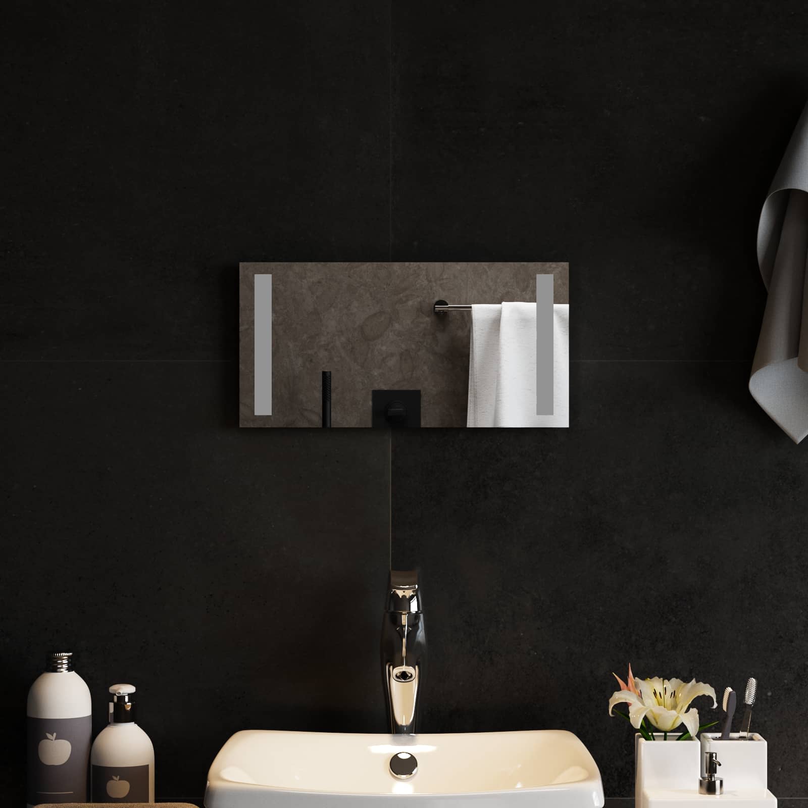 vidaXL Lustro łazienkowe LED przezroczysty 40 x 20 cm szkło hartowane
