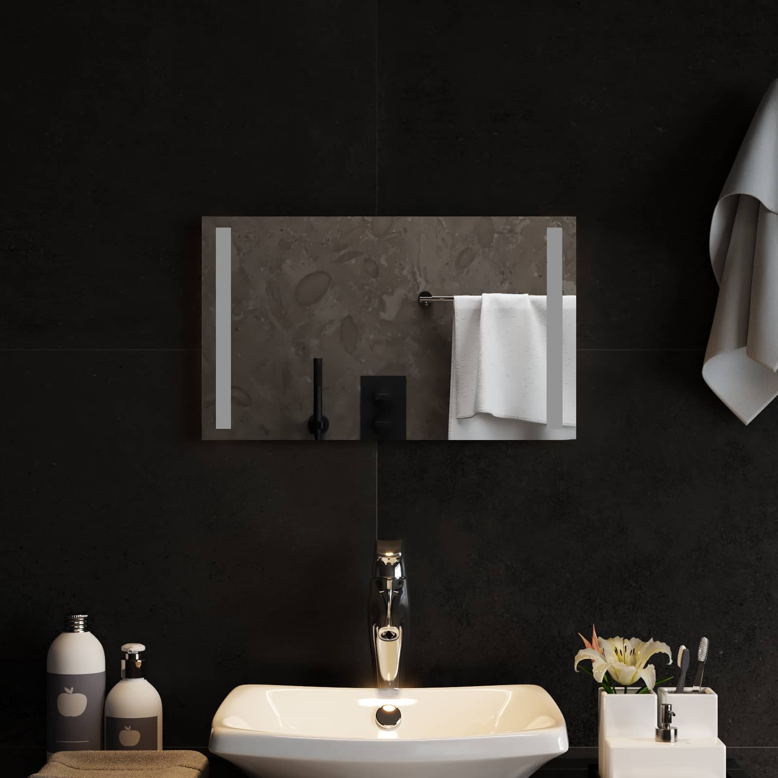 vidaXL Lustro łazienkowe LED przezroczysty 50 x 30 cm szkło hartowane