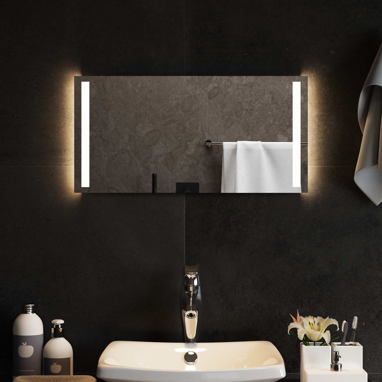 vidaXL Lustro łazienkowe LED przezroczysty 60 x 30 cm szkło hartowane