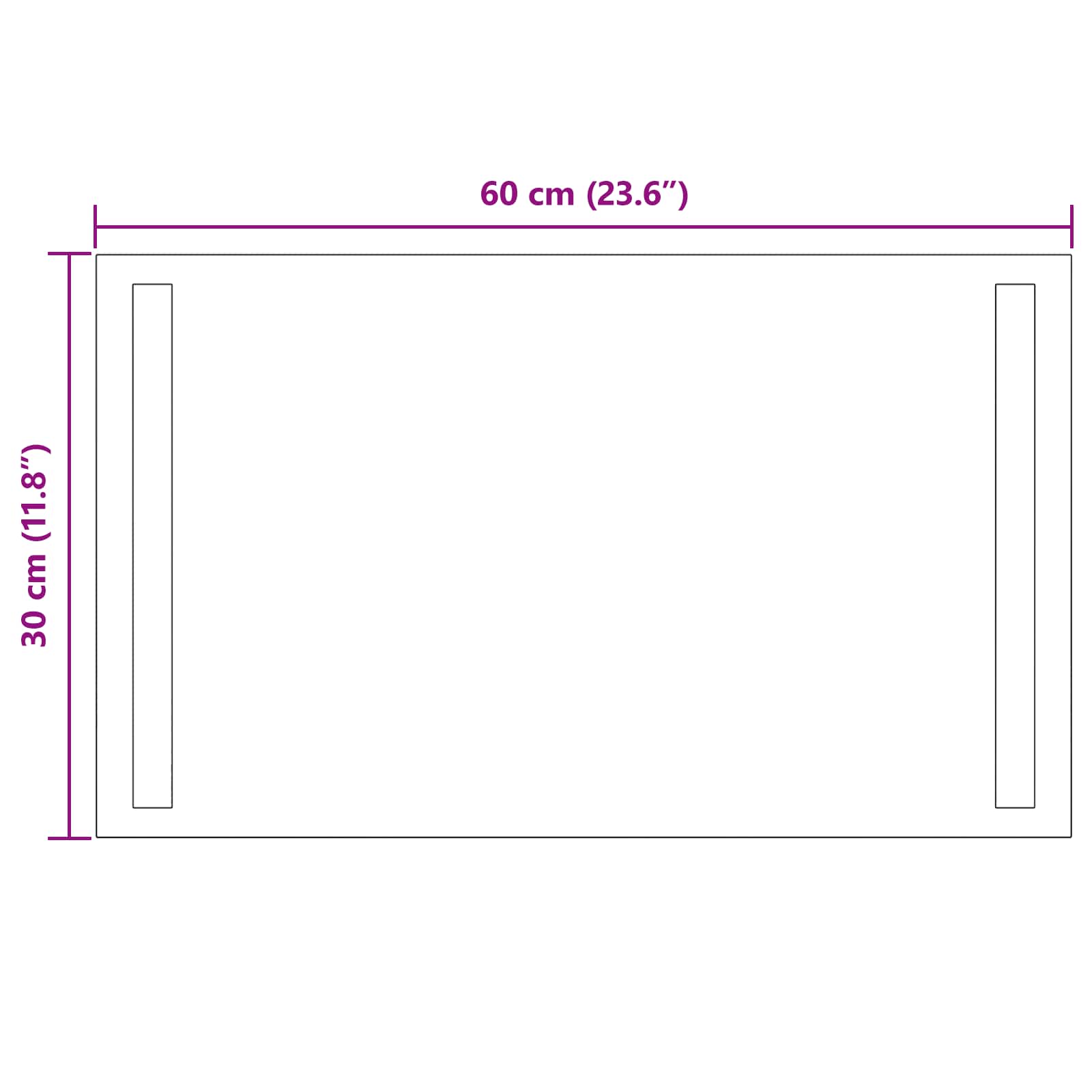 vidaXL Lustro łazienkowe LED przezroczysty 60 x 30 cm szkło hartowane