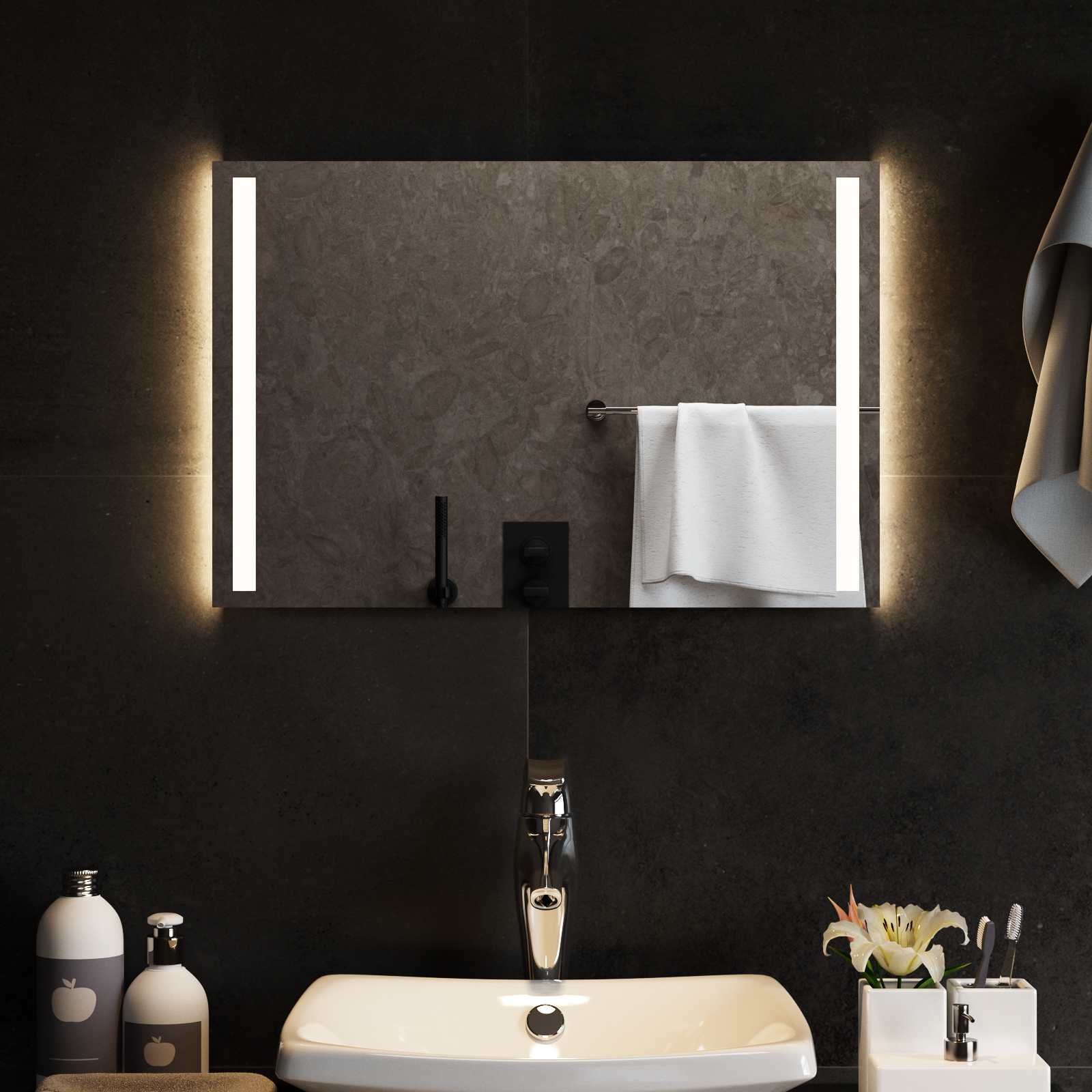 vidaXL Lustro łazienkowe LED przezroczysty 60 x 40 cm szkło hartowane