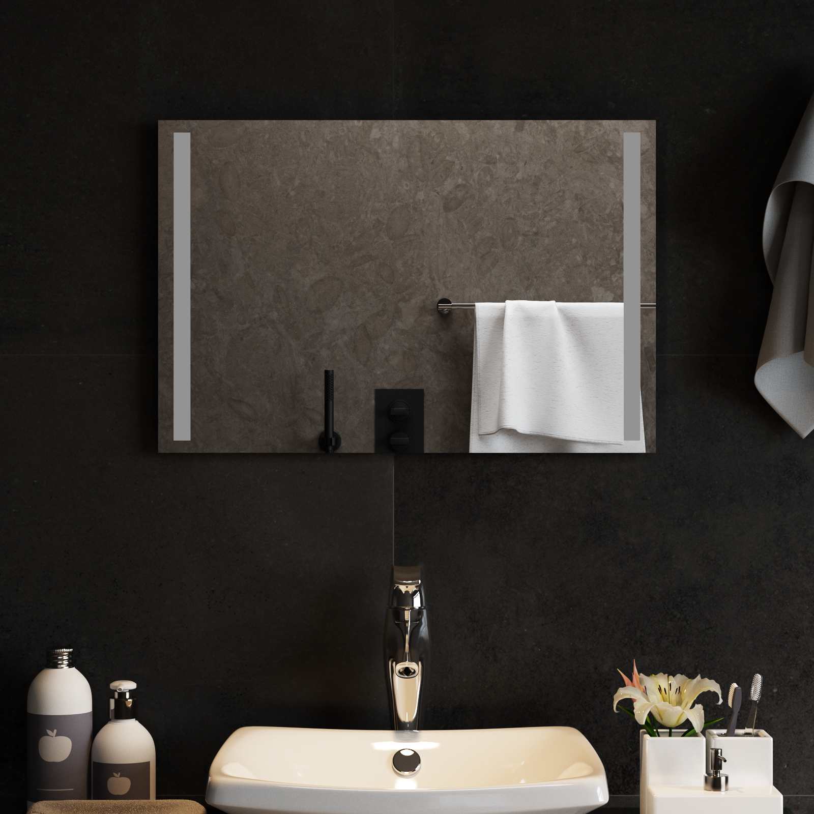 vidaXL Lustro łazienkowe LED przezroczysty 60 x 40 cm szkło hartowane