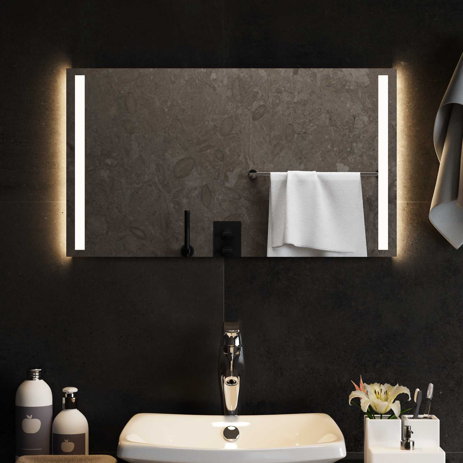 vidaXL Lustro łazienkowe LED przezroczysty 70 x 40 cm szkło hartowane