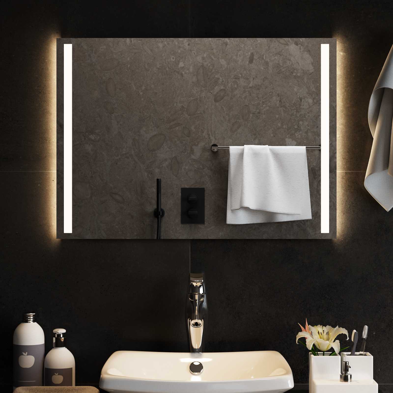 vidaXL Lustro łazienkowe LED przezroczysty 70 x 50 cm szkło hartowane