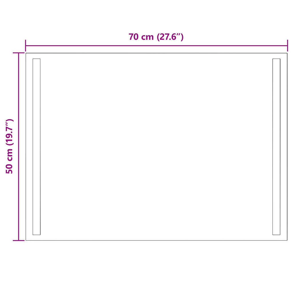 vidaXL Lustro łazienkowe LED przezroczysty 70 x 50 cm szkło hartowane