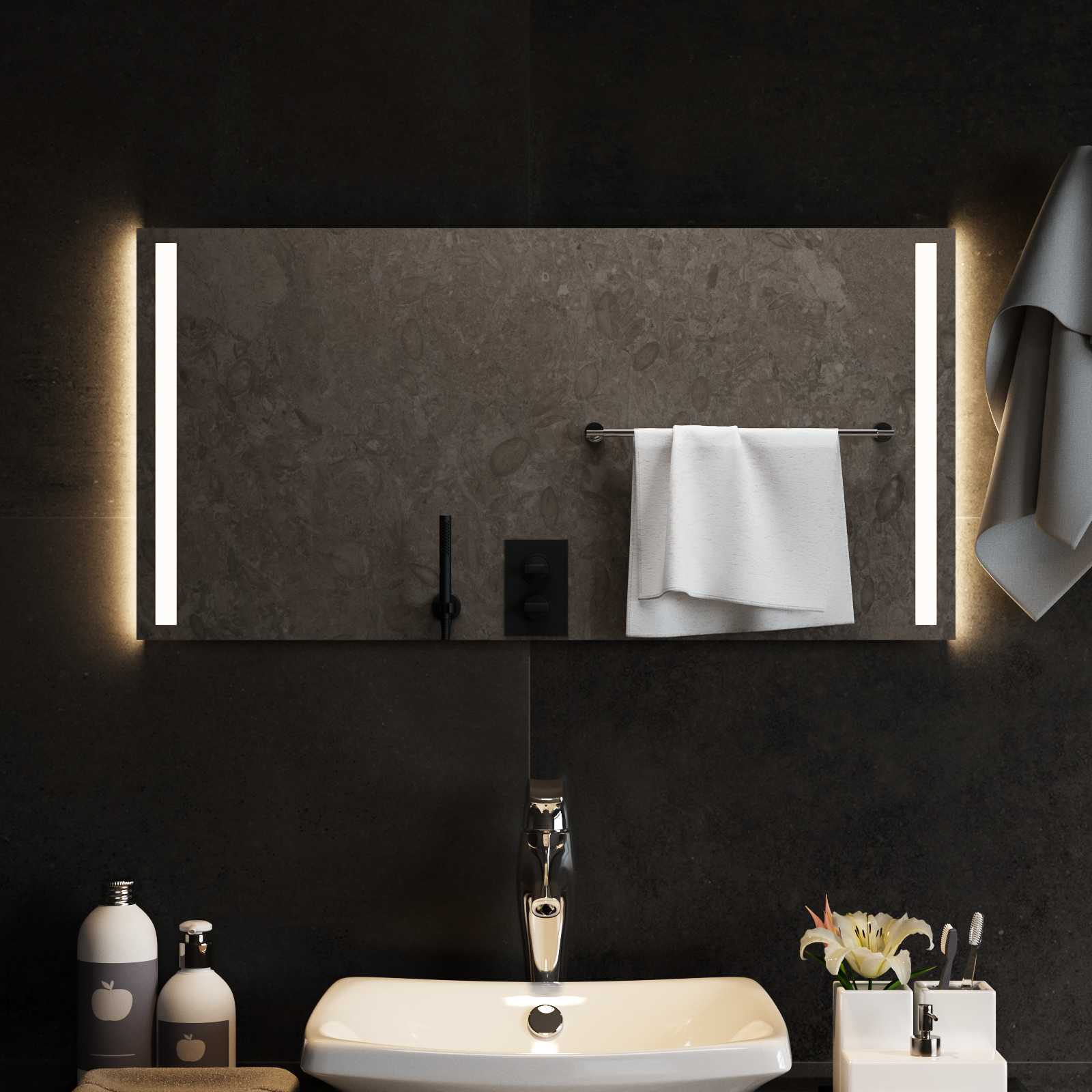 vidaXL Lustro łazienkowe LED przezroczysty 80 x 40 cm szkło hartowane
