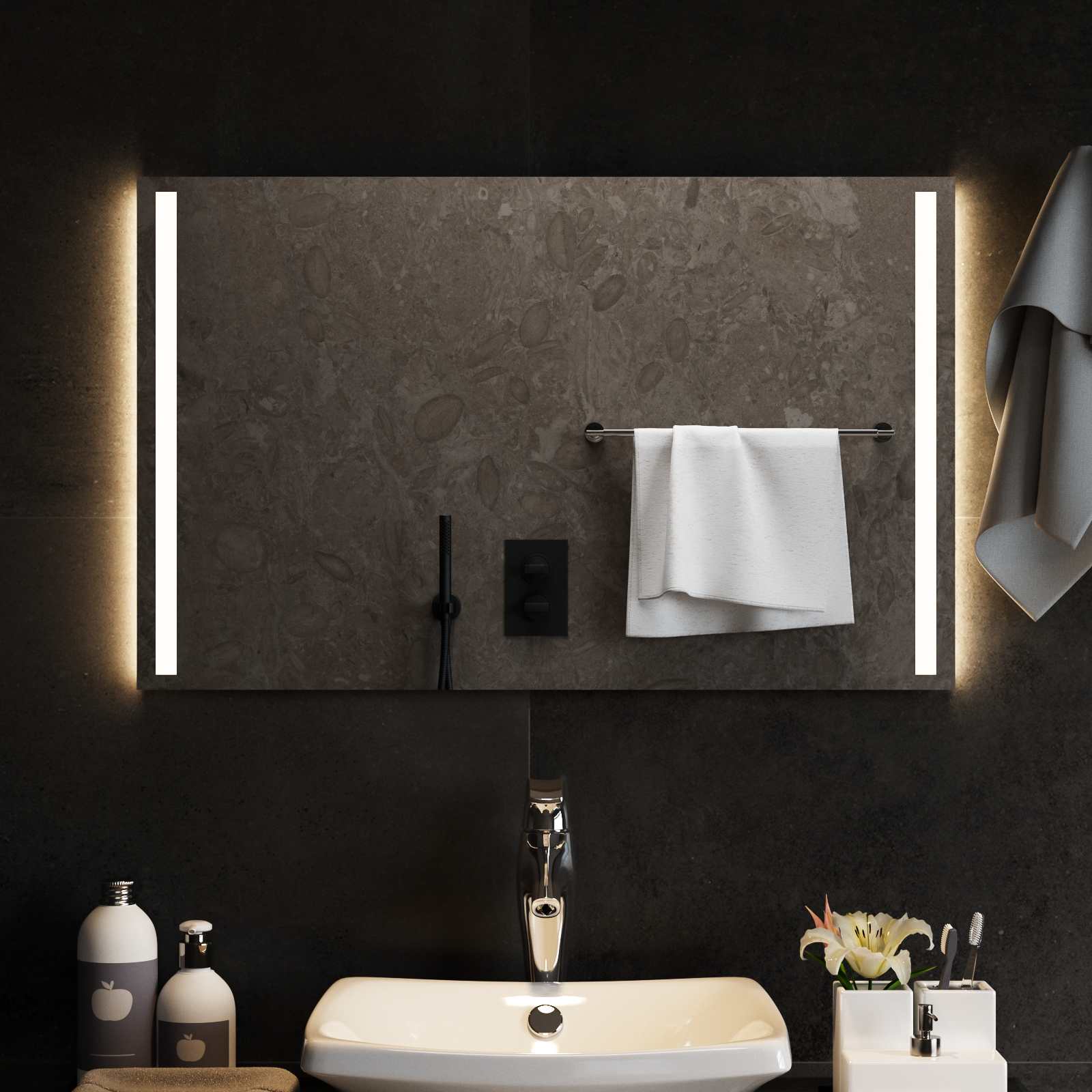 vidaXL Lustro łazienkowe LED przezroczysty 80 x 50 cm szkło hartowane