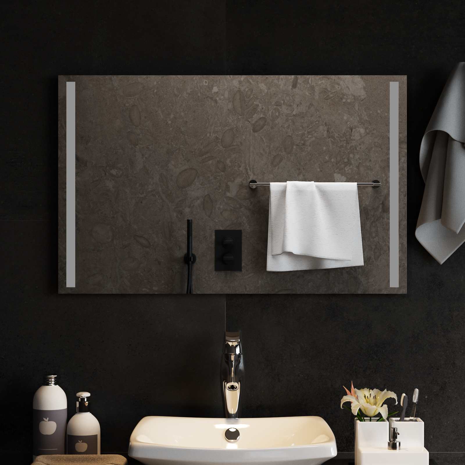 vidaXL Lustro łazienkowe LED przezroczysty 80 x 50 cm szkło hartowane