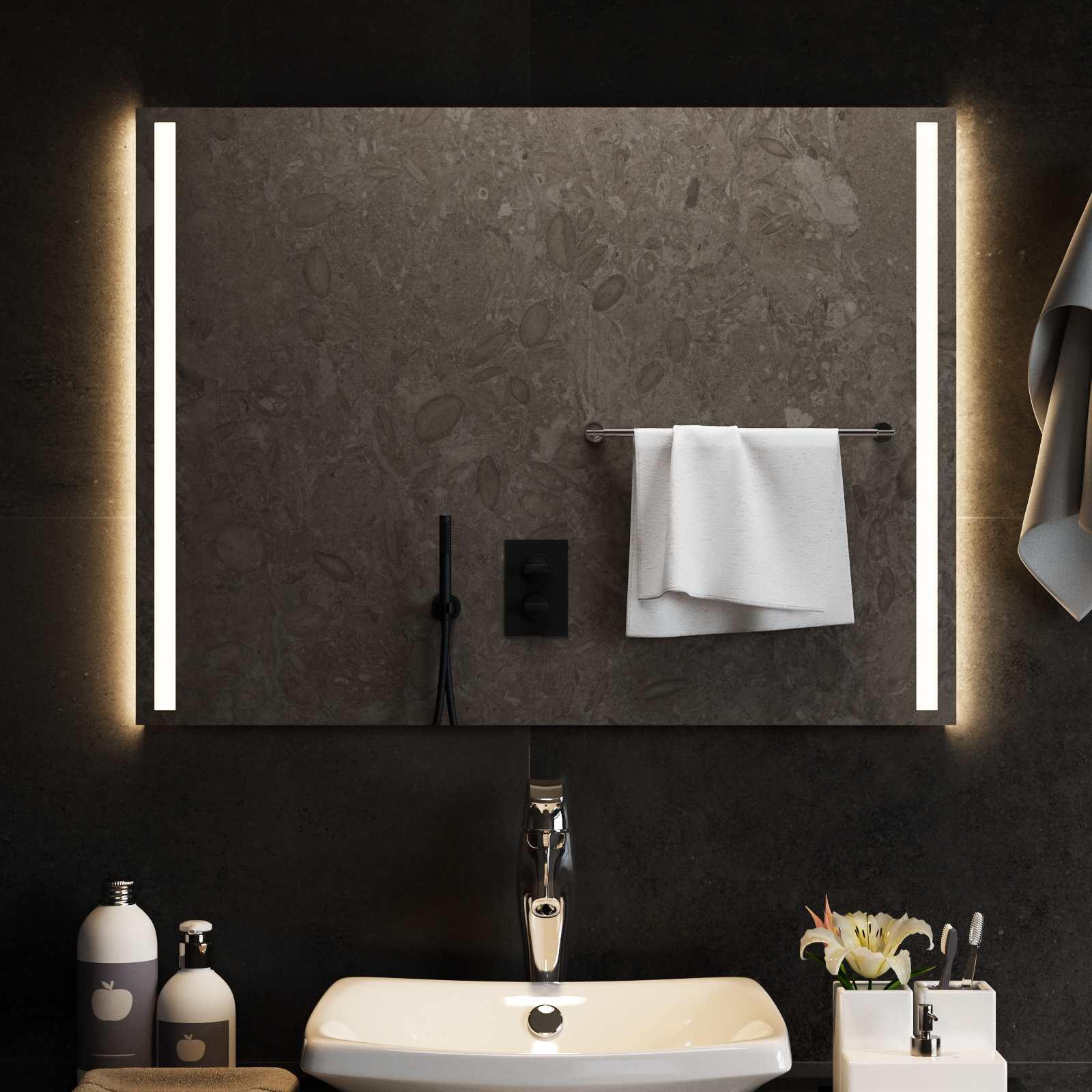 vidaXL Lustro łazienkowe LED przezroczysty 80 x 60 cm szkło hartowane