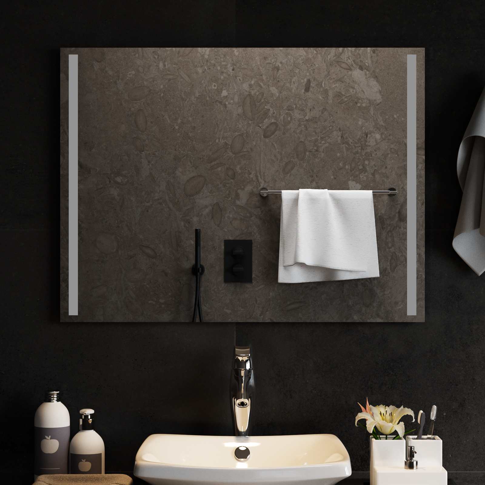vidaXL Lustro łazienkowe LED przezroczysty 80 x 60 cm szkło hartowane