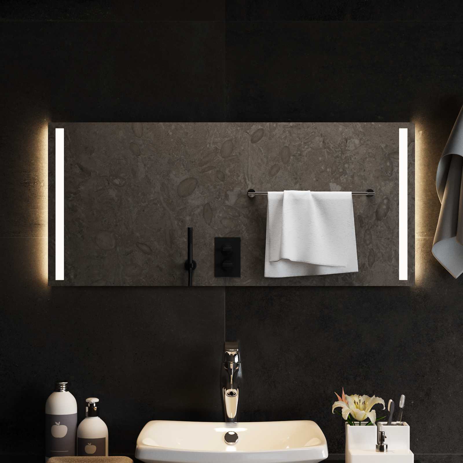 vidaXL Lustro łazienkowe LED przezroczysty 90 x 40 cm szkło hartowane
