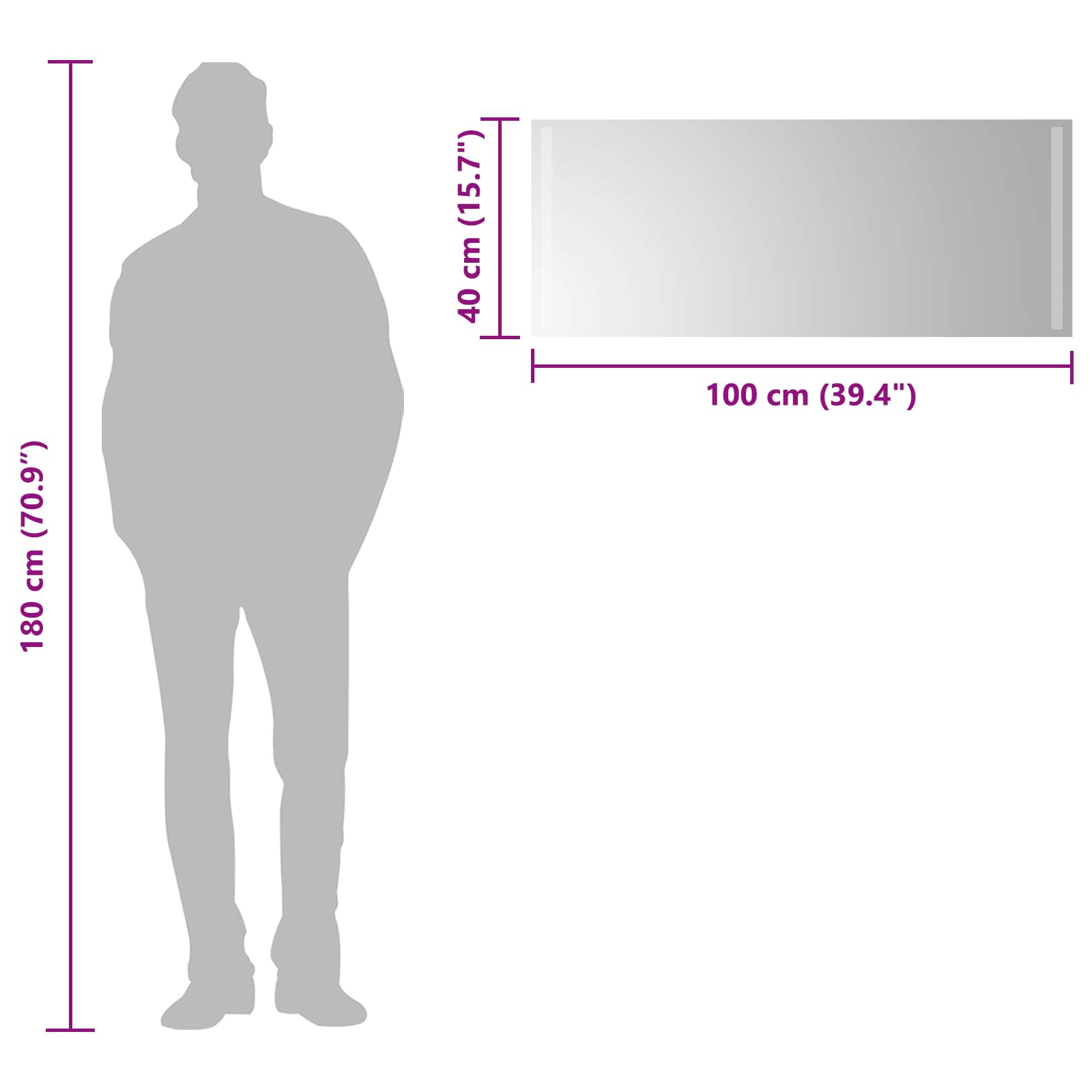 vidaXL Lustro łazienkowe LED przezroczysty 100 x 40 cm szkło hartowane