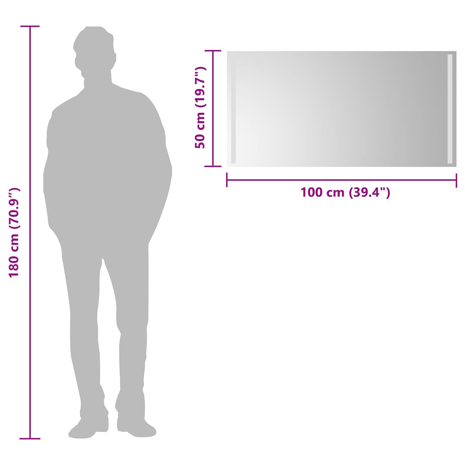 vidaXL Lustro łazienkowe LED przezroczysty 100 x 50 cm szkło hartowane