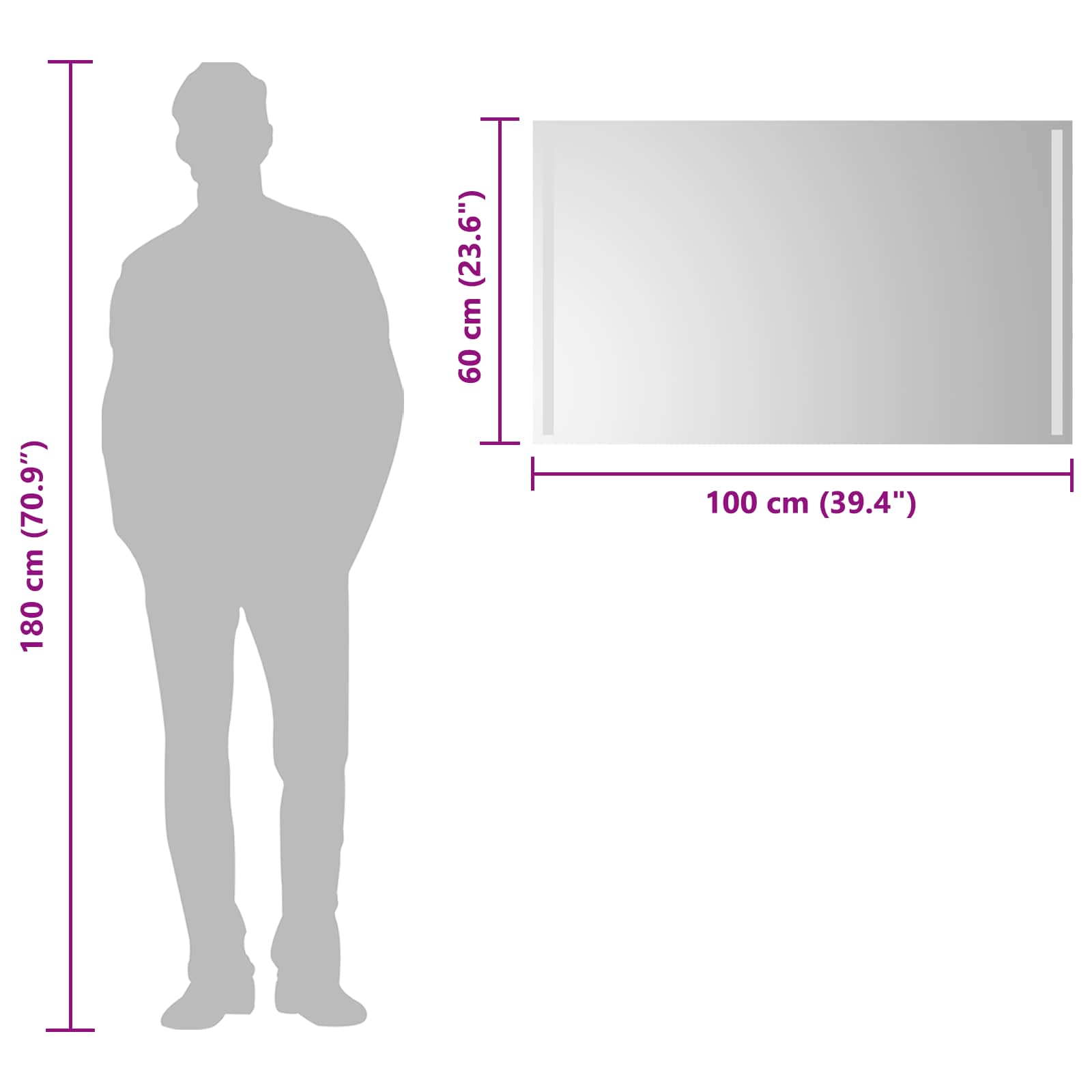 vidaXL Lustro łazienkowe LED przezroczysty 100 x 60 cm szkło hartowane