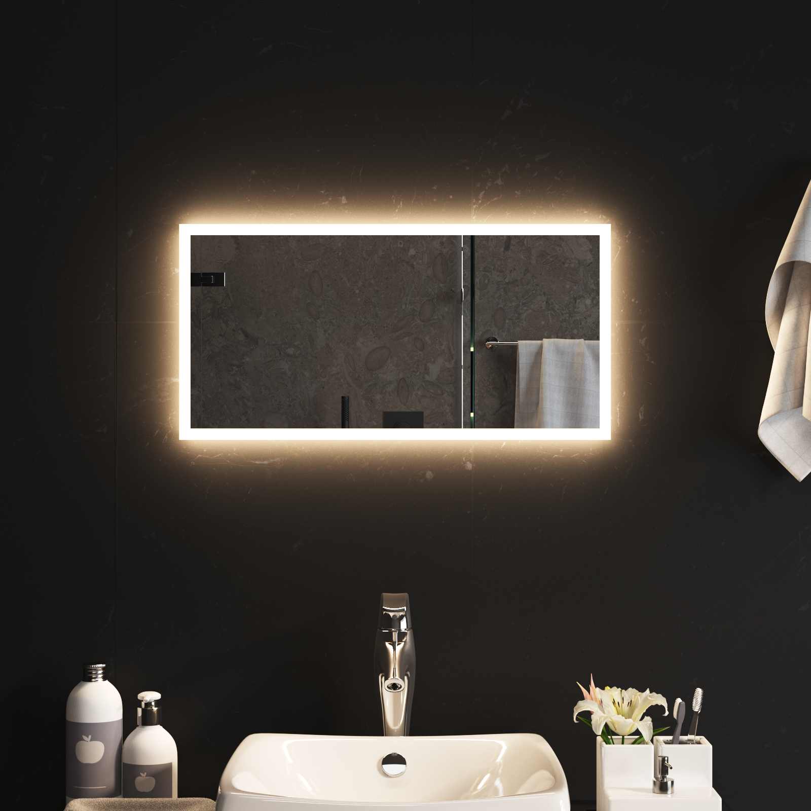 vidaXL Lustro łazienkowe LED przezroczysty 60 x 30 cm szkło hartowane