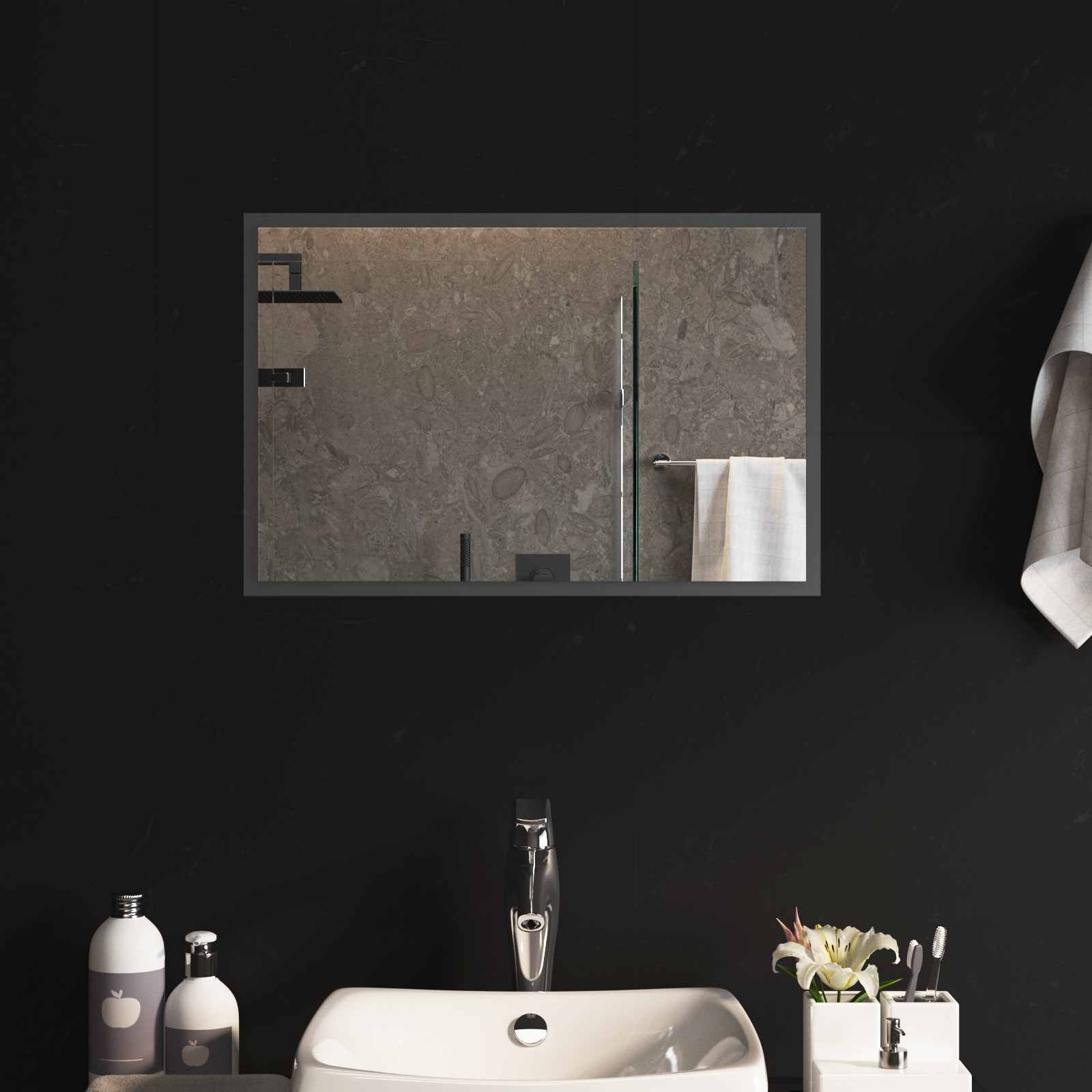 vidaXL Lustro łazienkowe LED przezroczysty 60 x 40 cm szkło hartowane