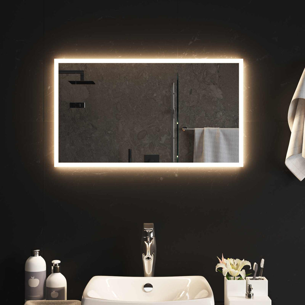 vidaXL Lustro łazienkowe LED przezroczysty 70 x 40 cm szkło hartowane