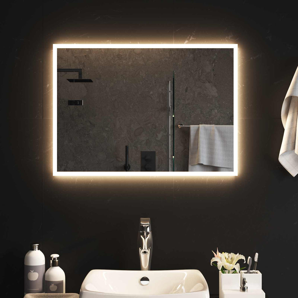 vidaXL Lustro łazienkowe LED przezroczysty 70 x 50 cm szkło hartowane