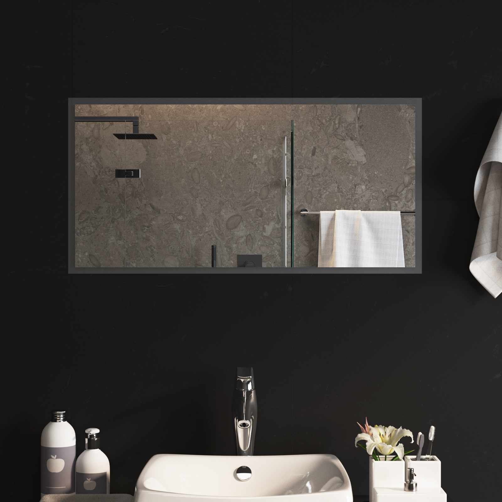 vidaXL Lustro łazienkowe LED przezroczysty 80 x 40 cm szkło hartowane