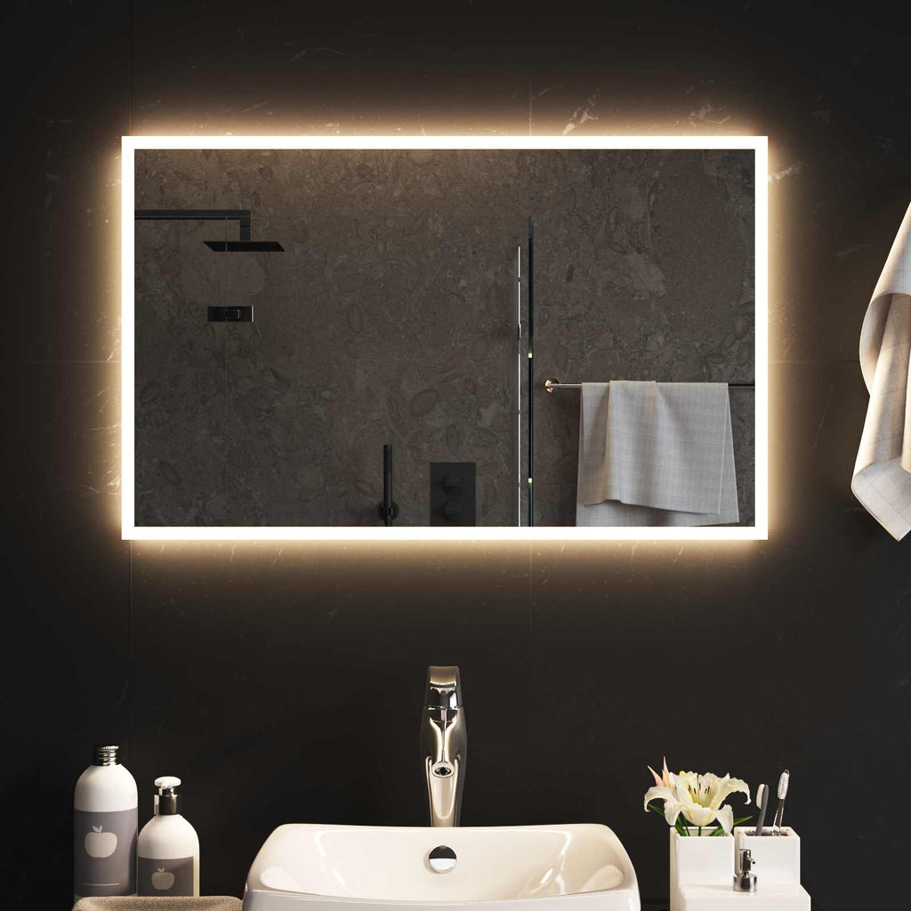 vidaXL Lustro łazienkowe LED przezroczysty 80 x 50 cm szkło hartowane