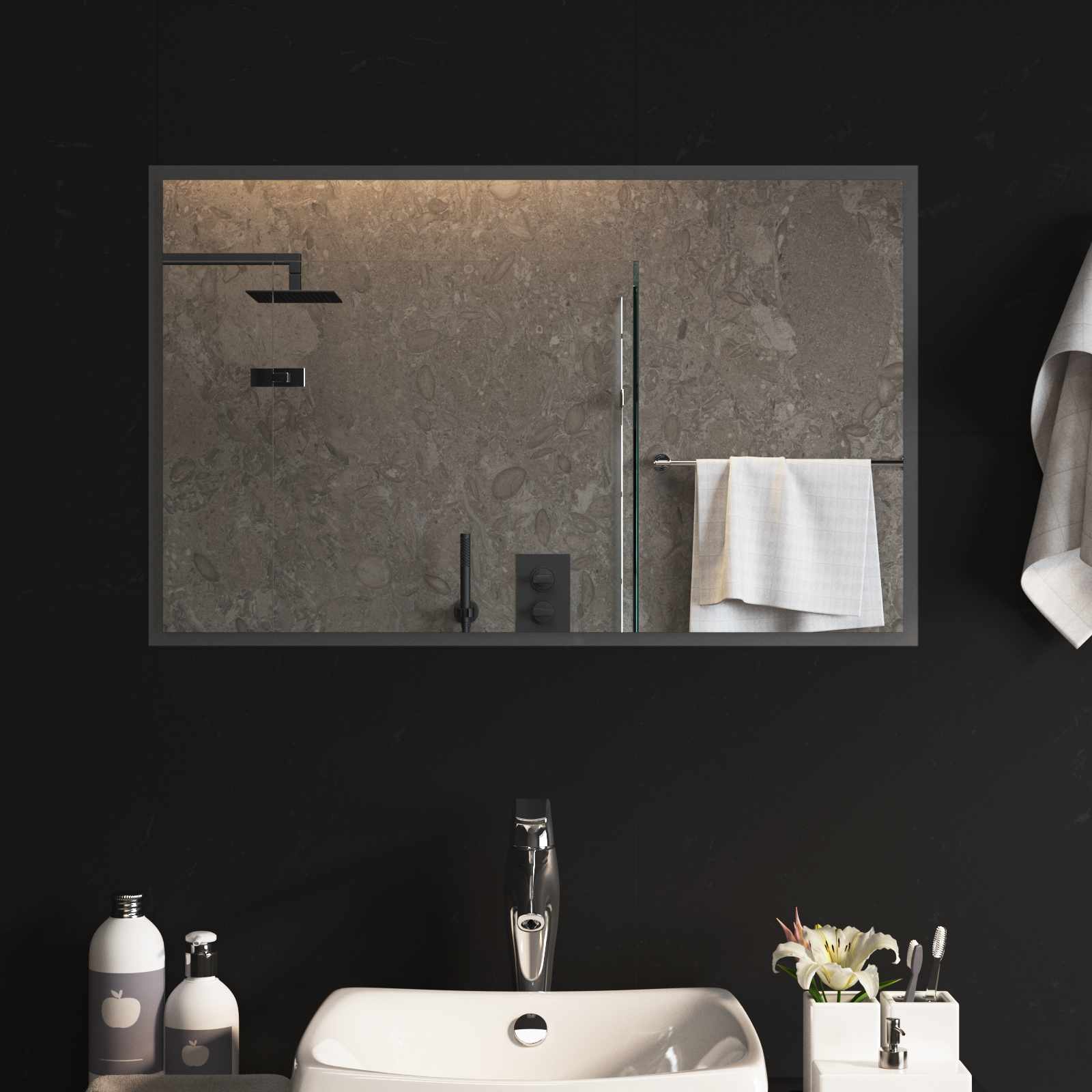 vidaXL Lustro łazienkowe LED przezroczysty 80 x 50 cm szkło hartowane