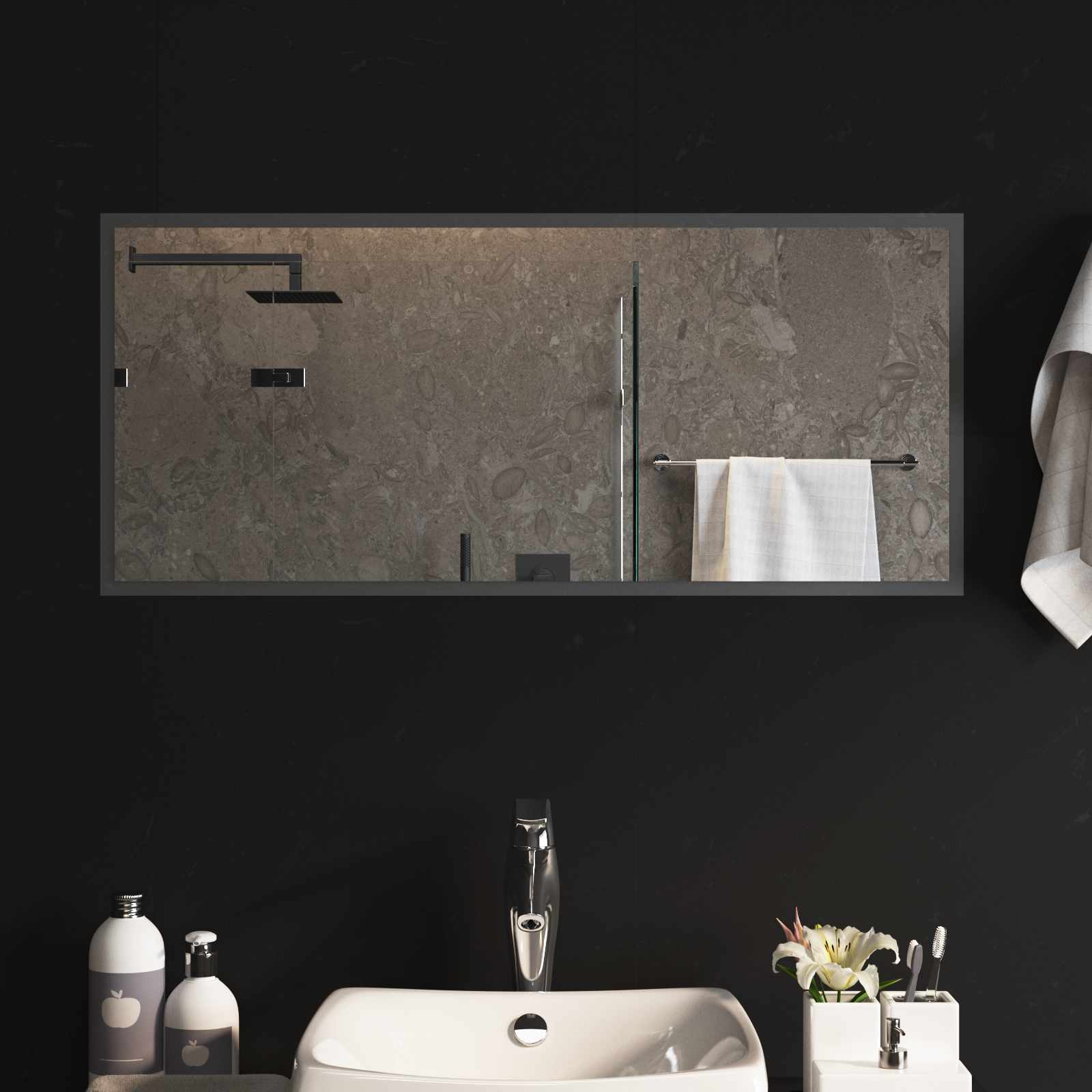 vidaXL Lustro łazienkowe LED przezroczysty 90 x 40 cm szkło hartowane