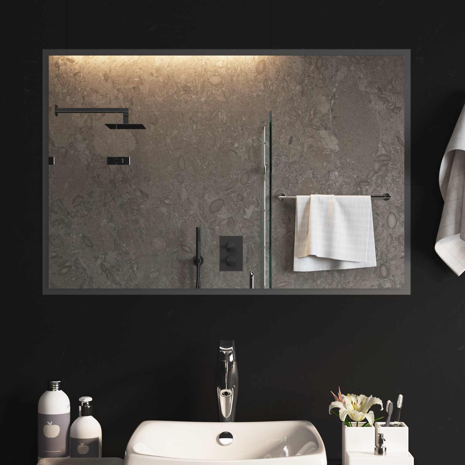 vidaXL Lustro łazienkowe LED przezroczysty 90 x 60 cm szkło hartowane