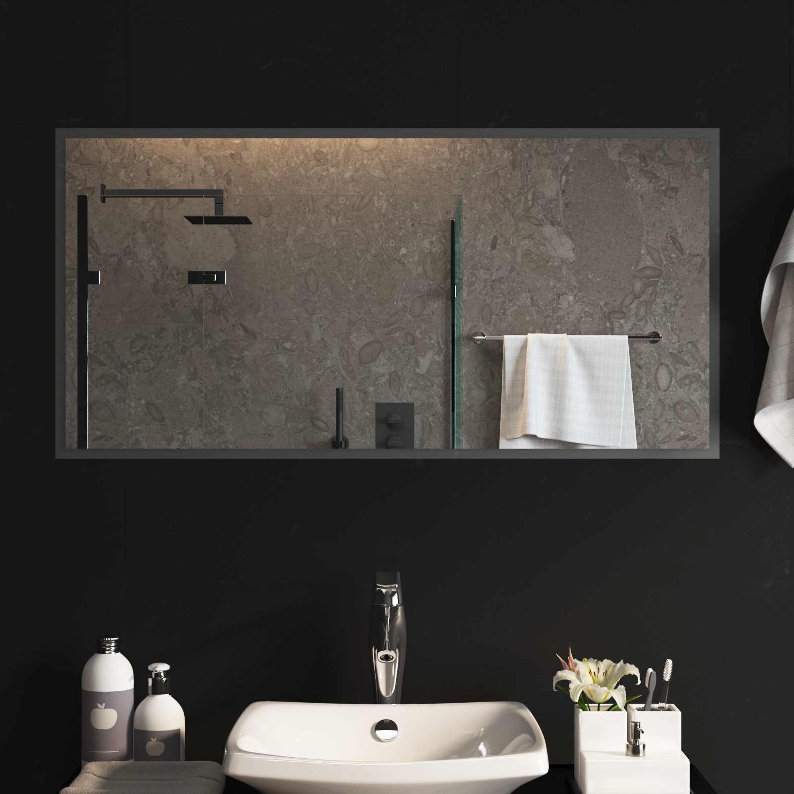 vidaXL Lustro łazienkowe LED przezroczysty 100 x 50 cm szkło hartowane