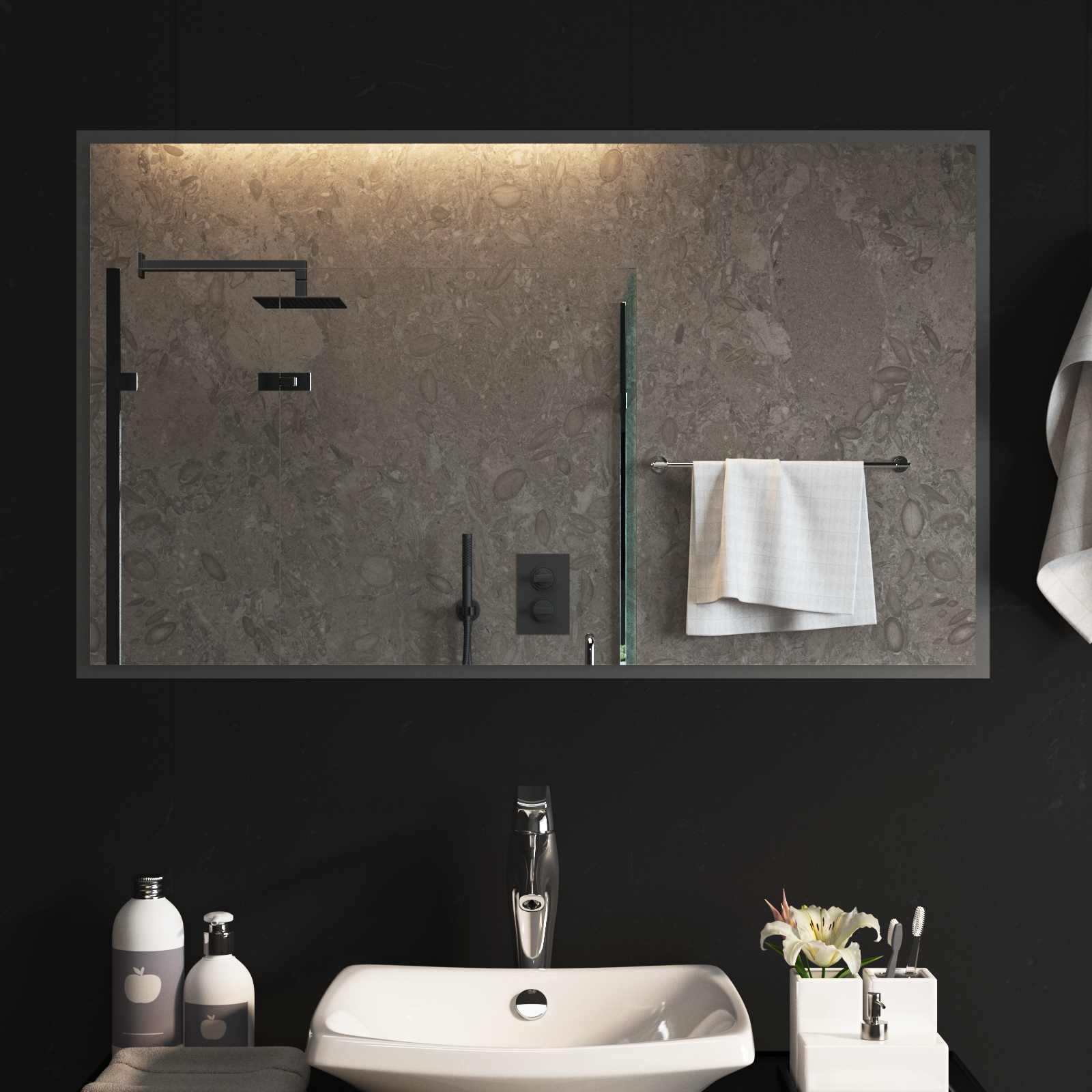 vidaXL Lustro łazienkowe LED przezroczysty 100 x 60 cm szkło hartowane