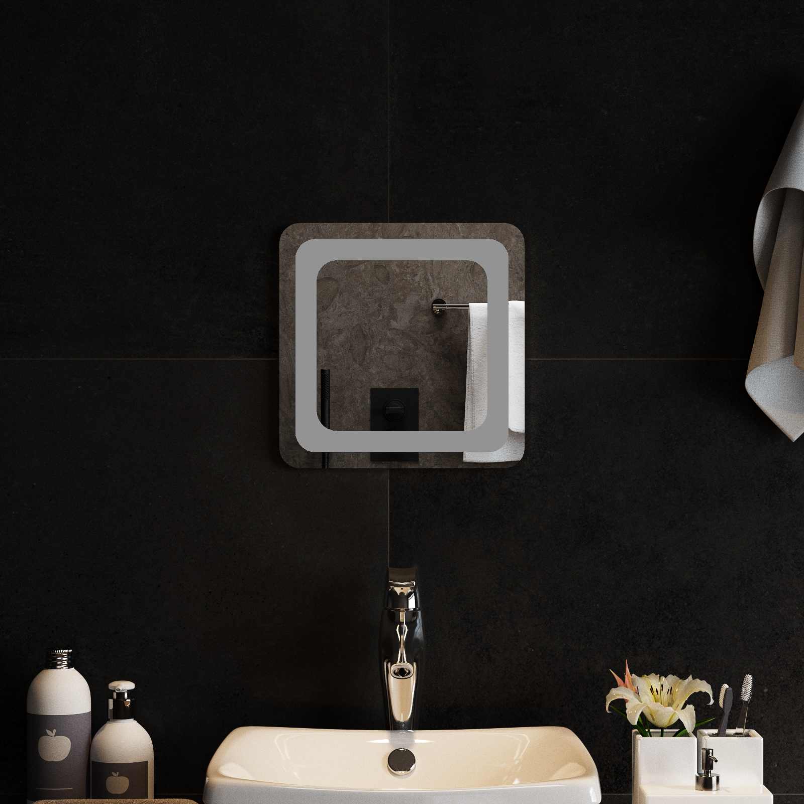 vidaXL Lustro łazienkowe LED przezroczysty 30 x 30 cm szkło hartowane