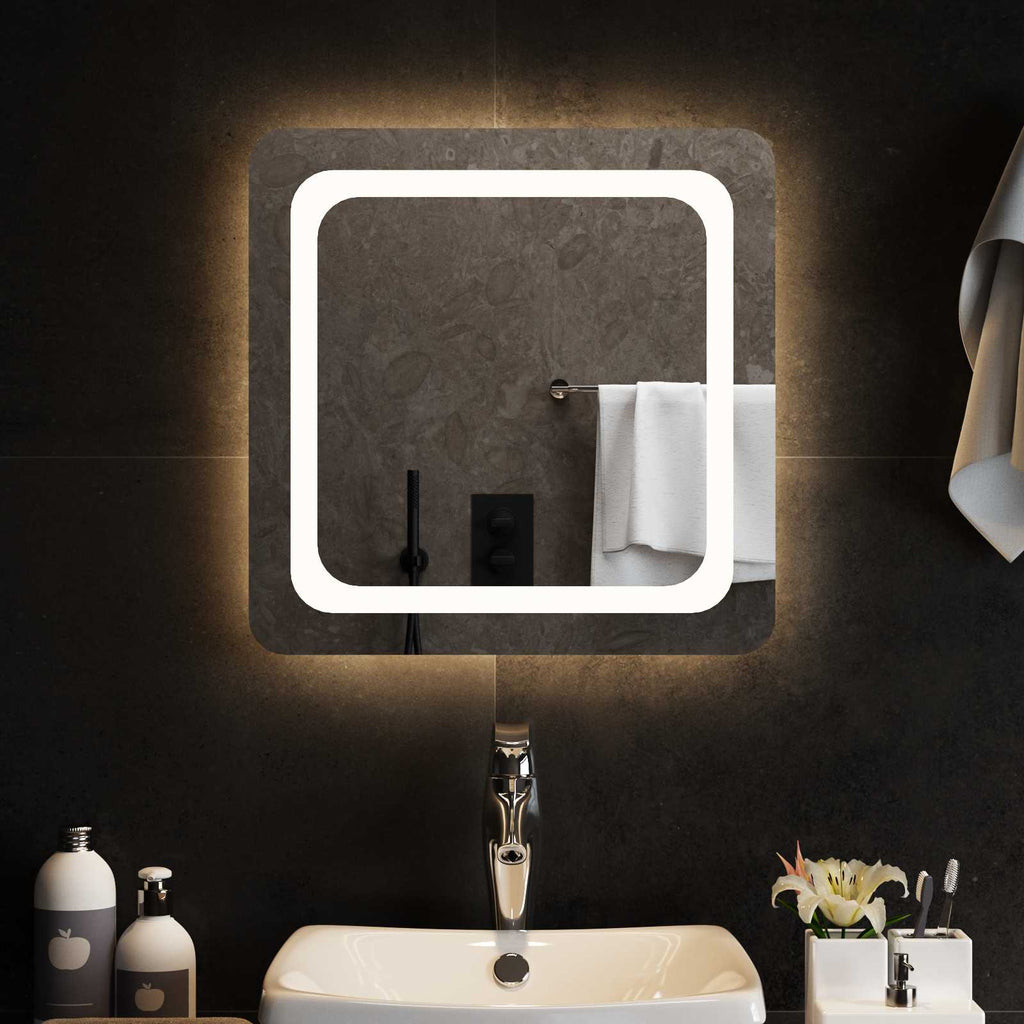 vidaXL Lustro łazienkowe LED przezroczysty 50 x 50 cm szkło hartowane